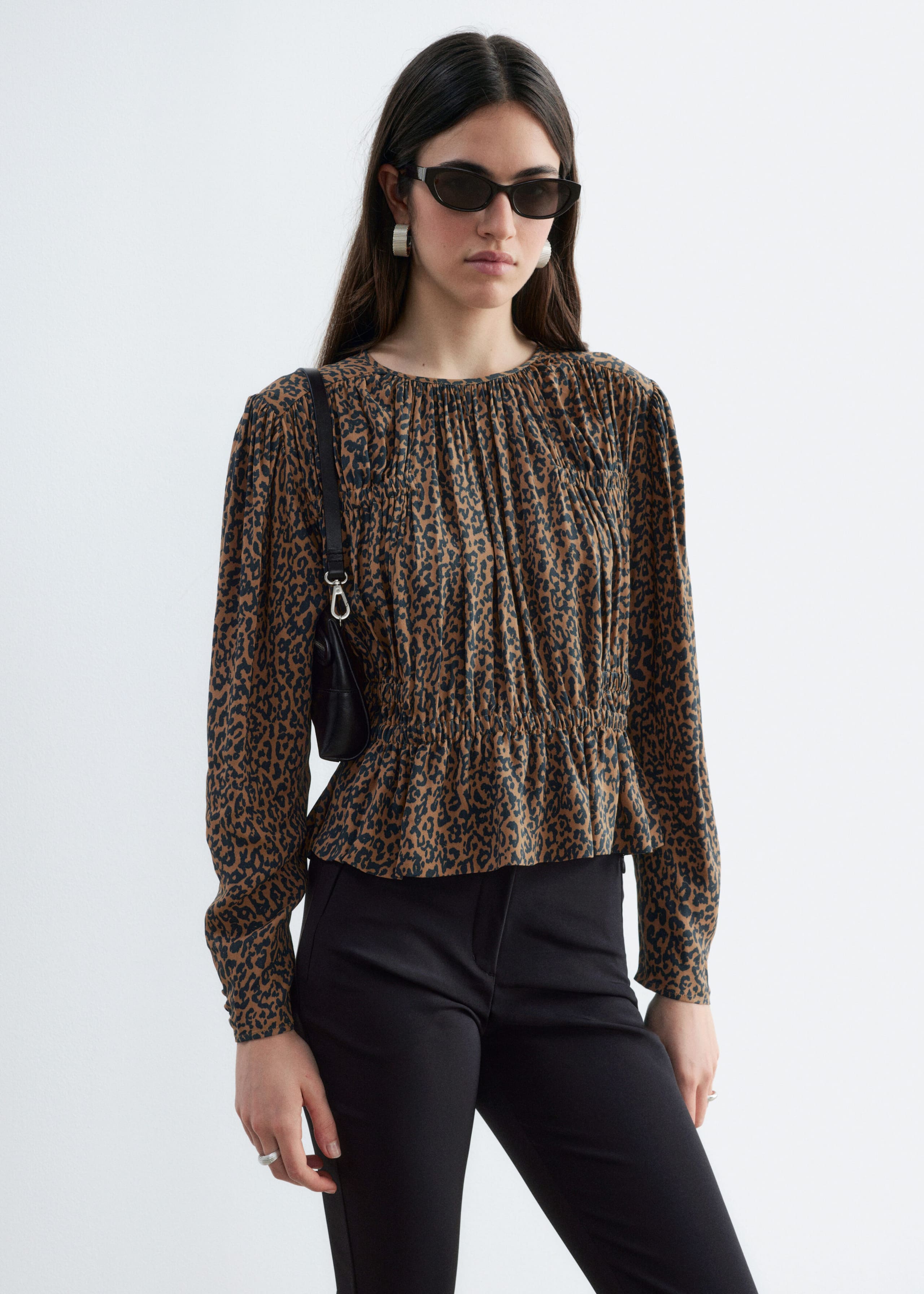 Smock Blouse - Beige/Leopard Print - Still Life