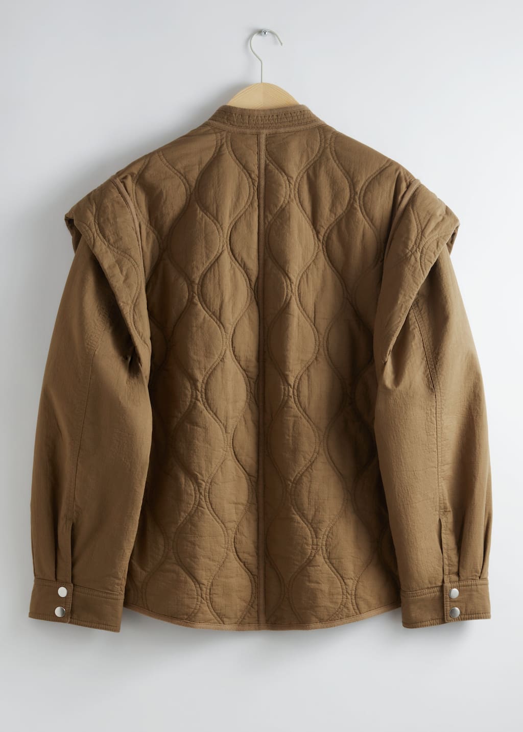 Quilted Extended-Shoulder Jacket - Dark Beige - Still Life