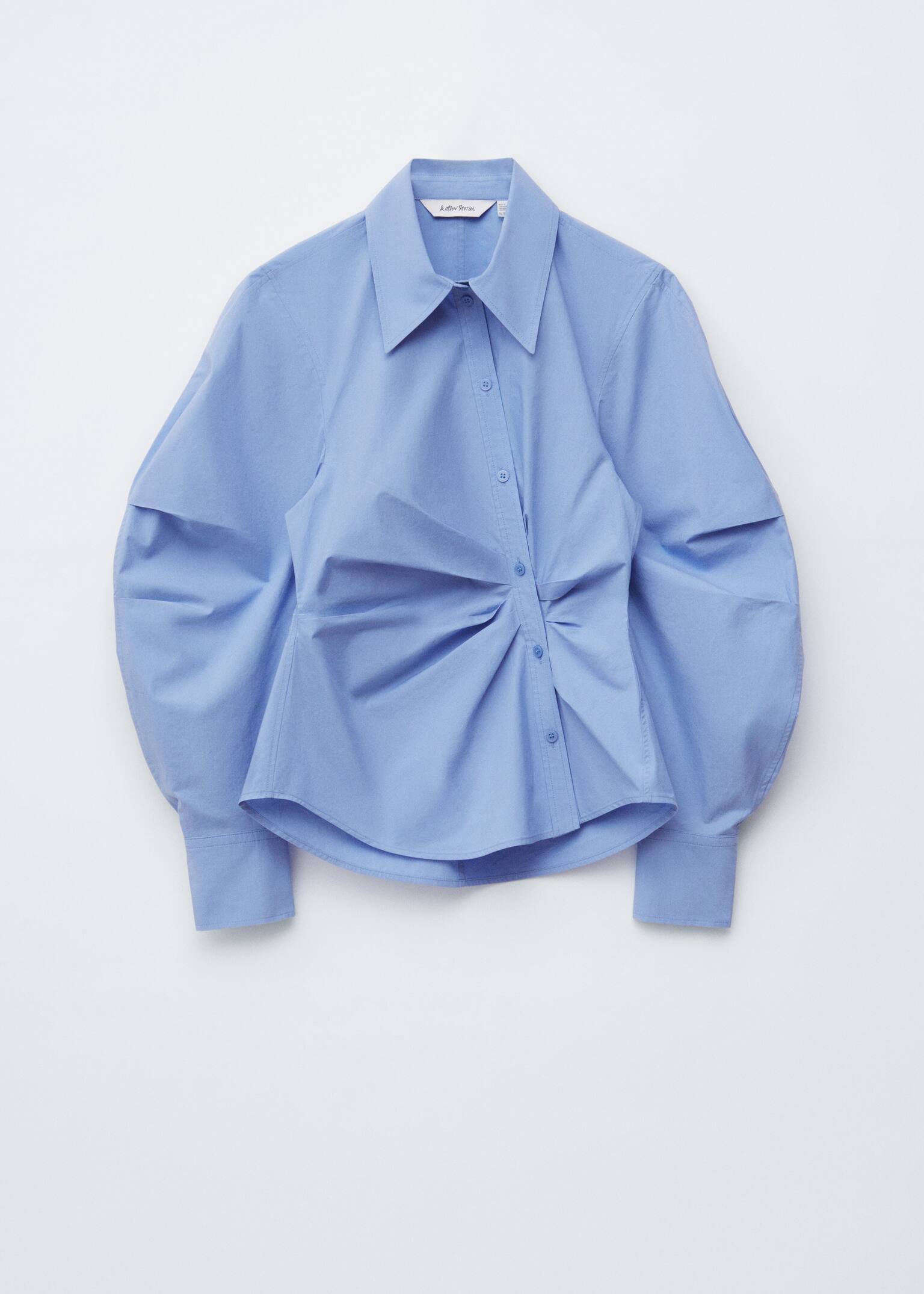Asymmetrisches Hemd aus Baumwolle - Mittelblau/Weiß - 2