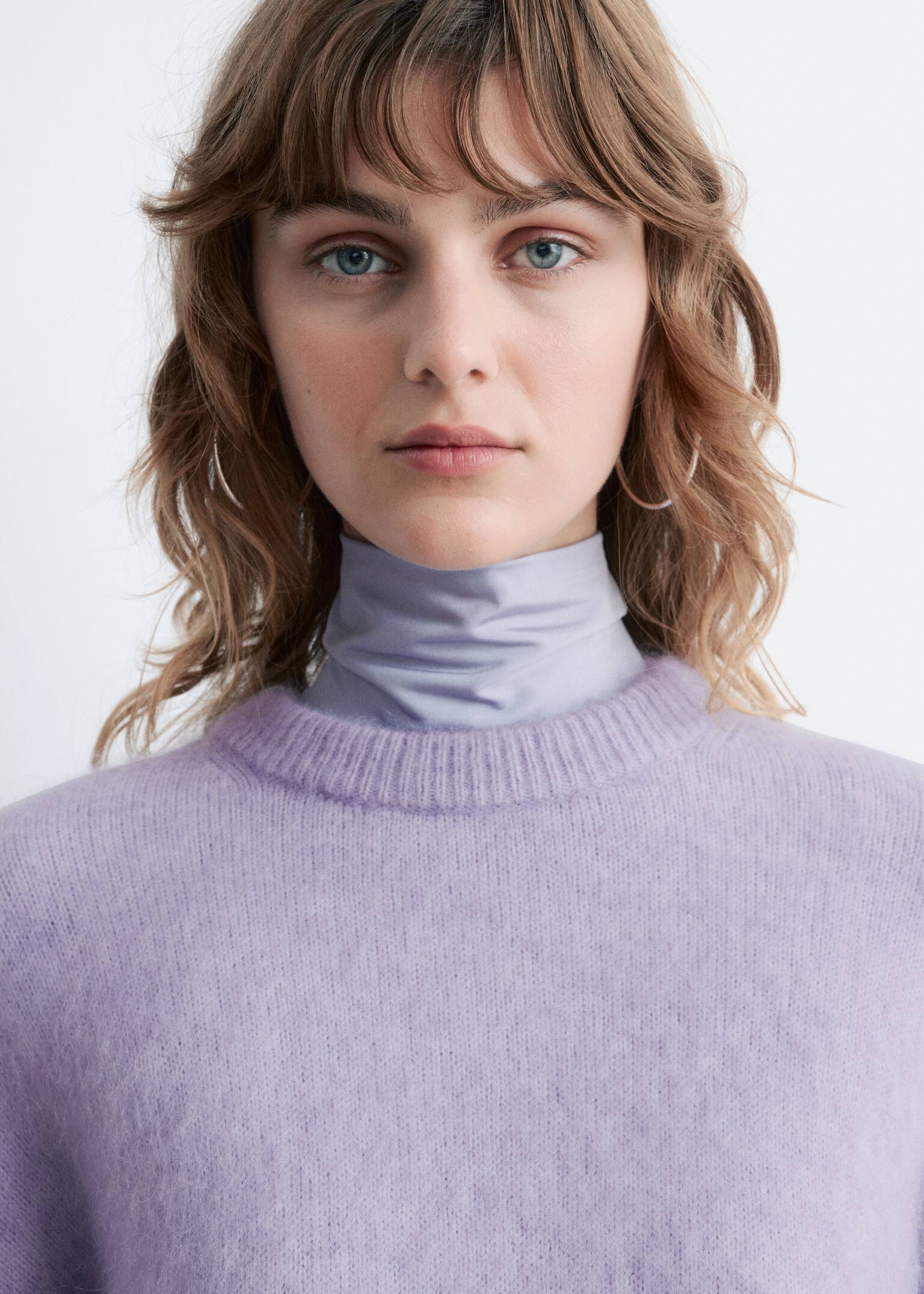 Pulover supradimensionat din amestec de mohair - Lilac/Maro închis - 5