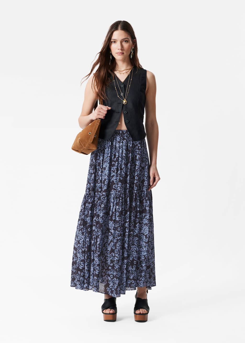 Image of Tiered Maxi Skirt