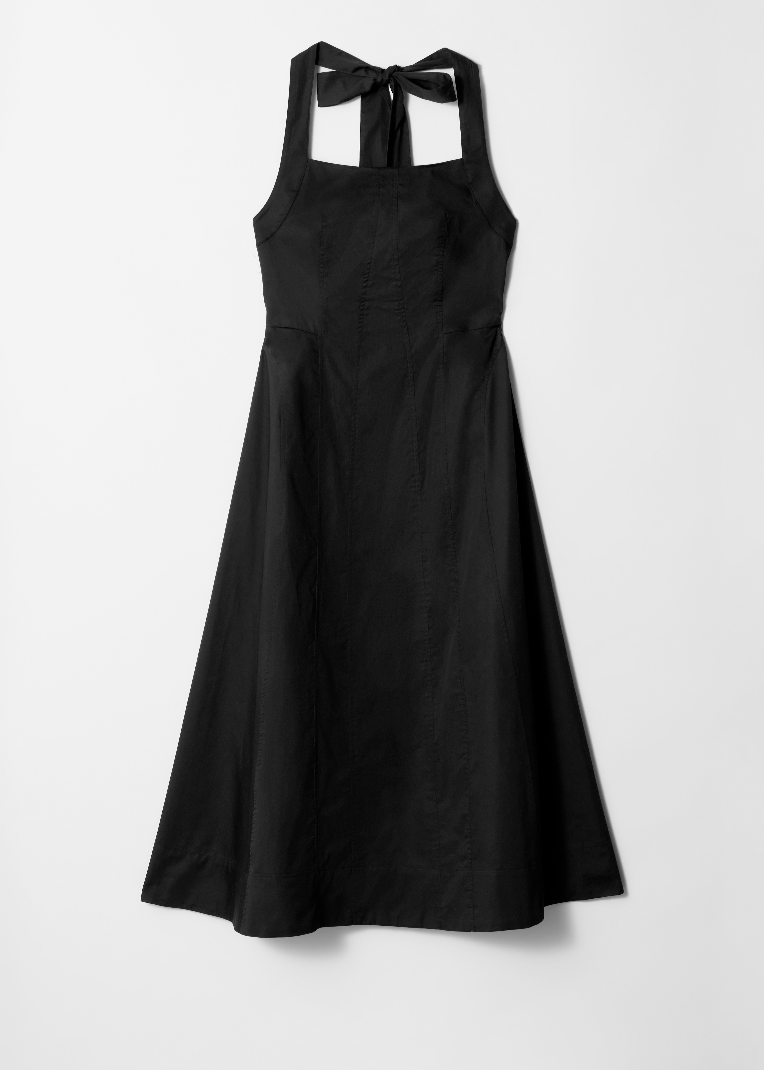 Vestido midi con cuello halter - Negro