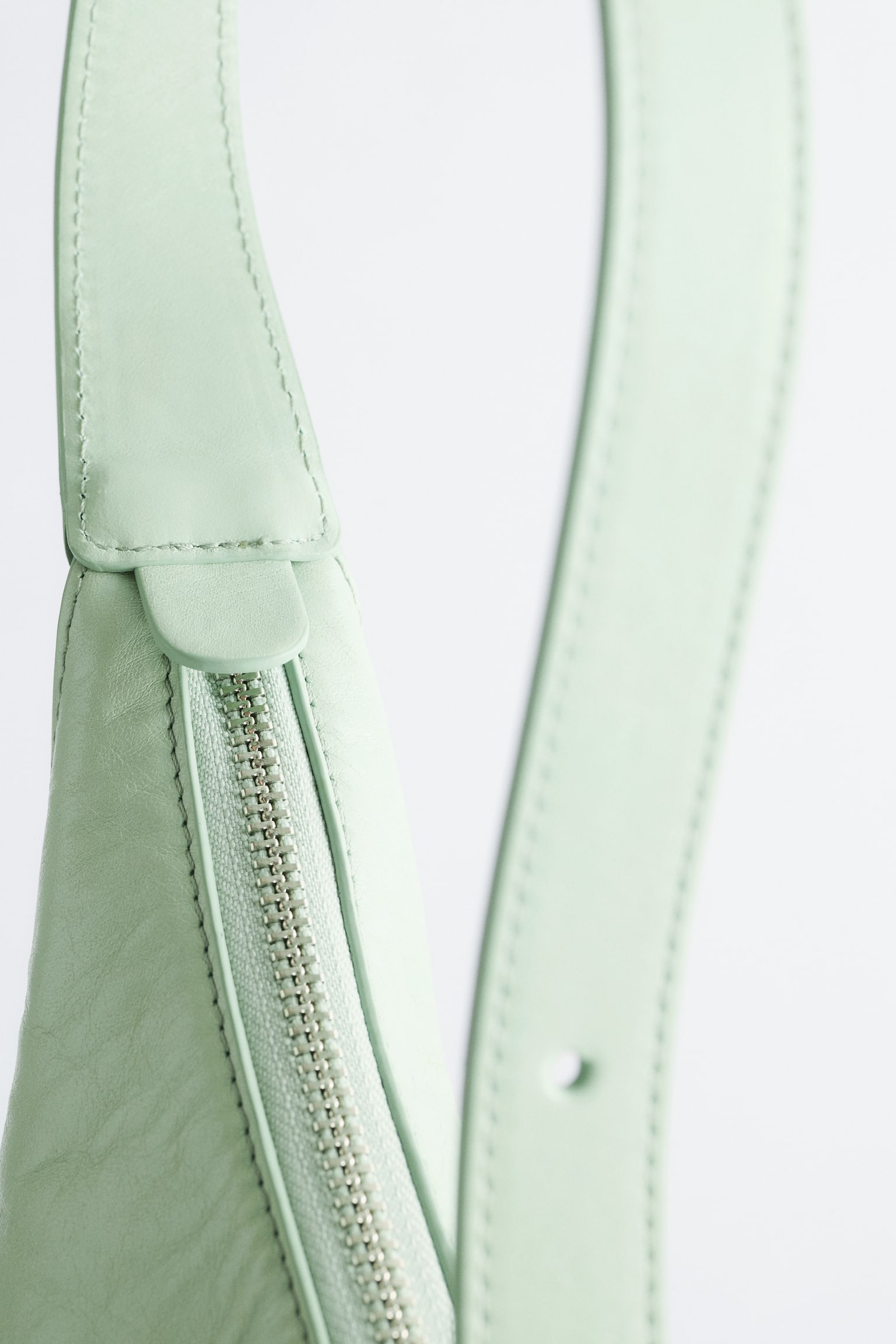 Bolso bandolera tipo Crescent - Verde menta/Piel marrón oscuro/Ante beige/Dusty Blue Leather - 3