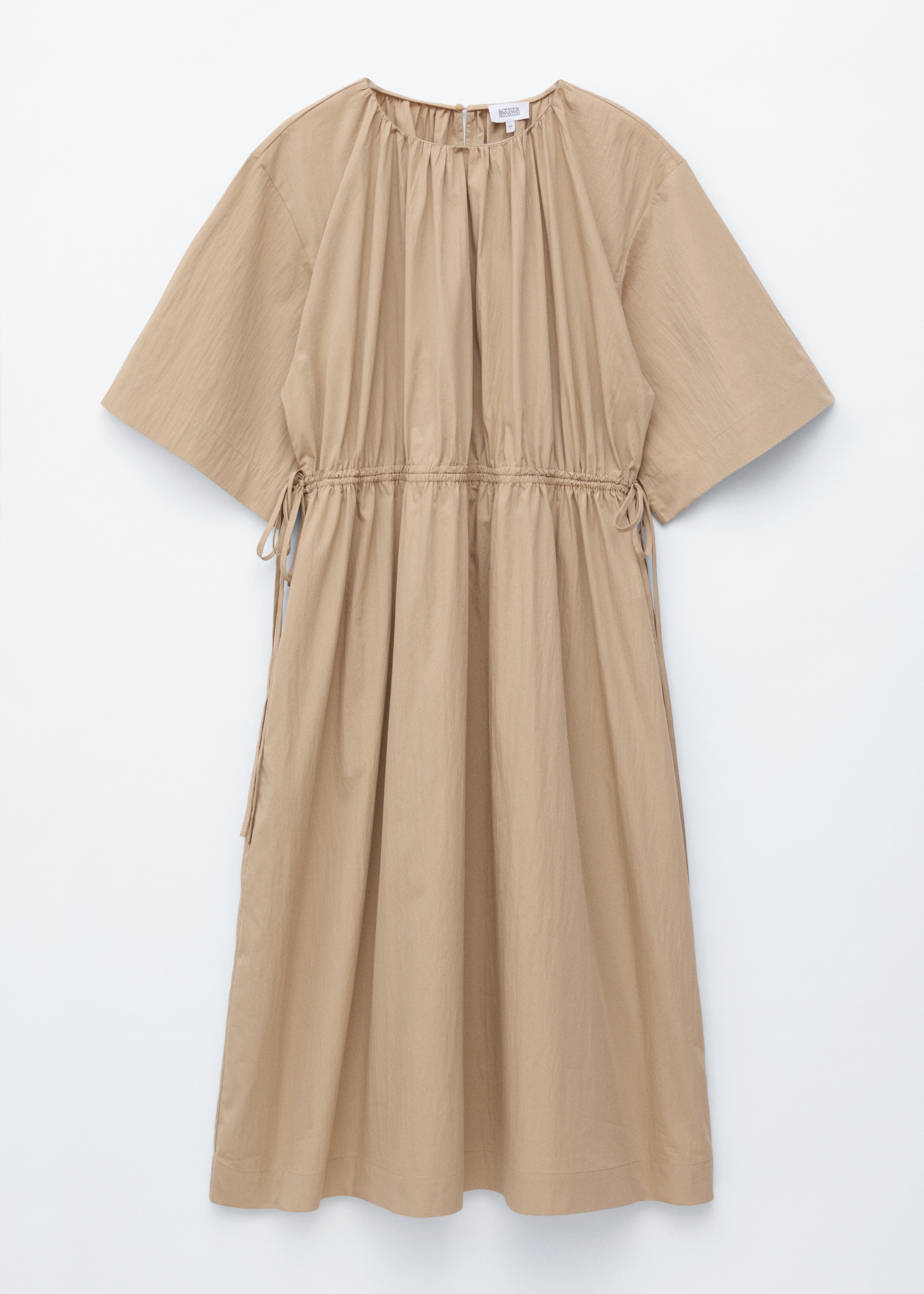 Drawstring Midi Dress - Beige/Pink