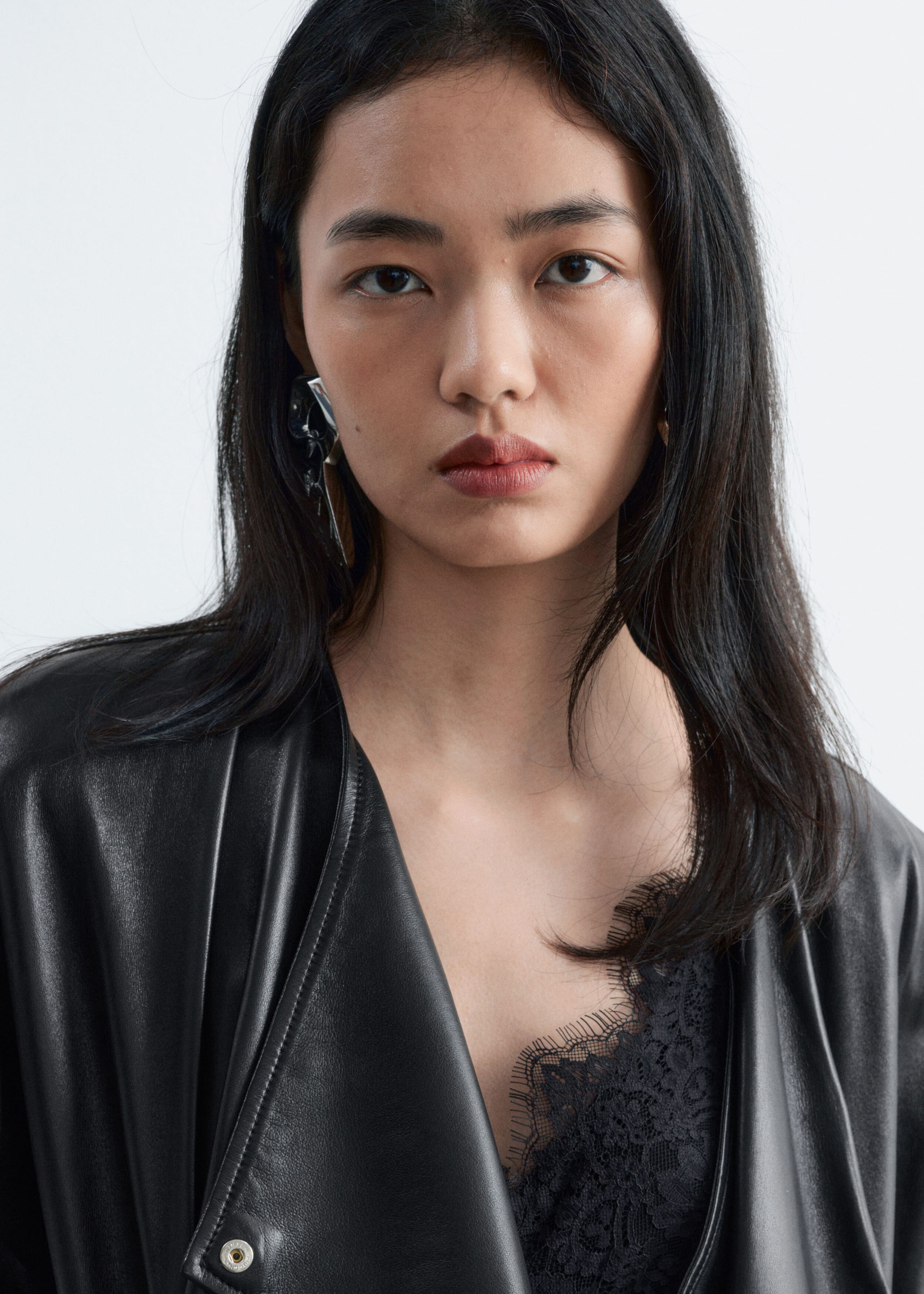 Skórzana kurtka typu bomber – Czarny – Lookbook