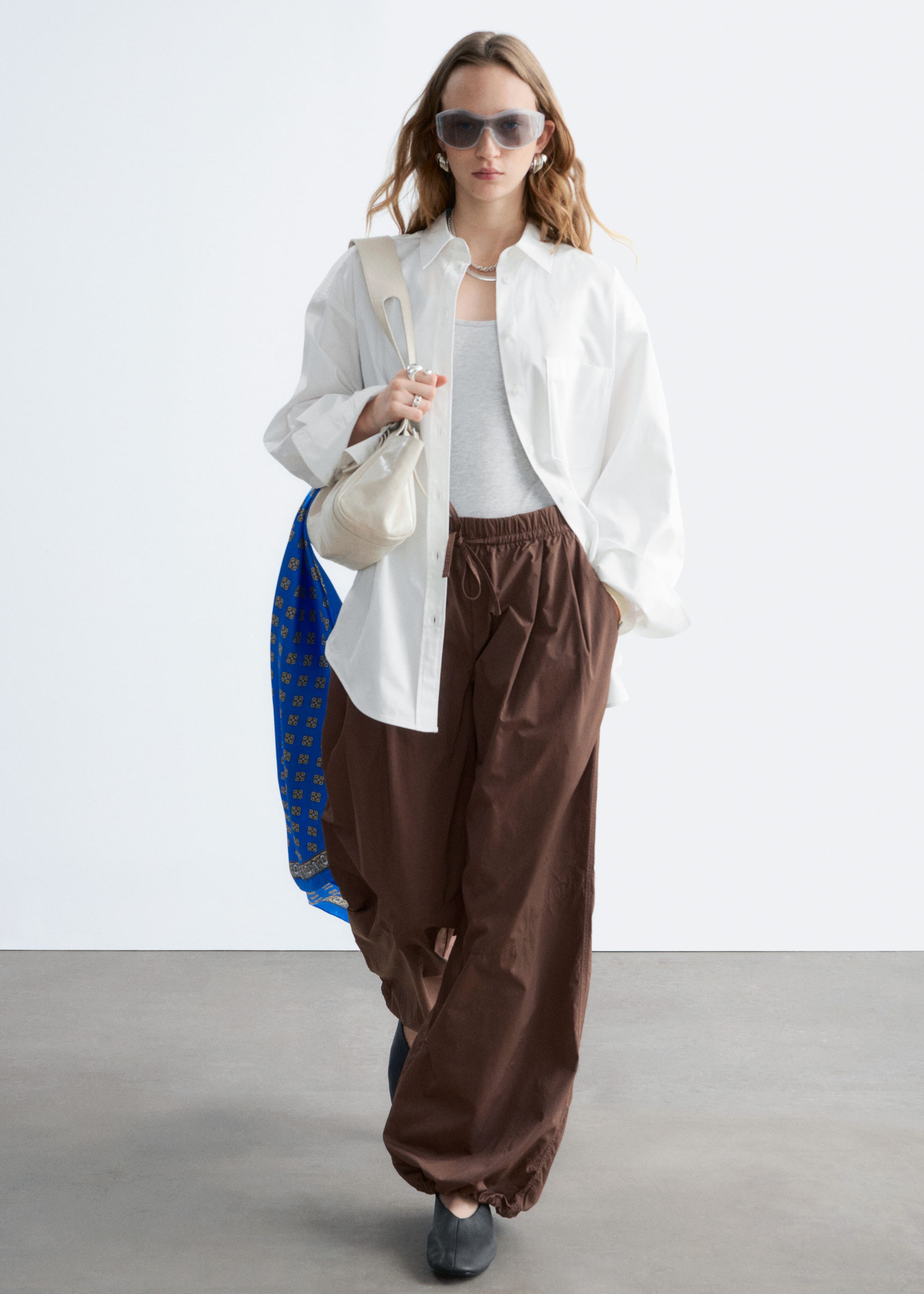 Image of Drawstring Barrel Leg Trousers