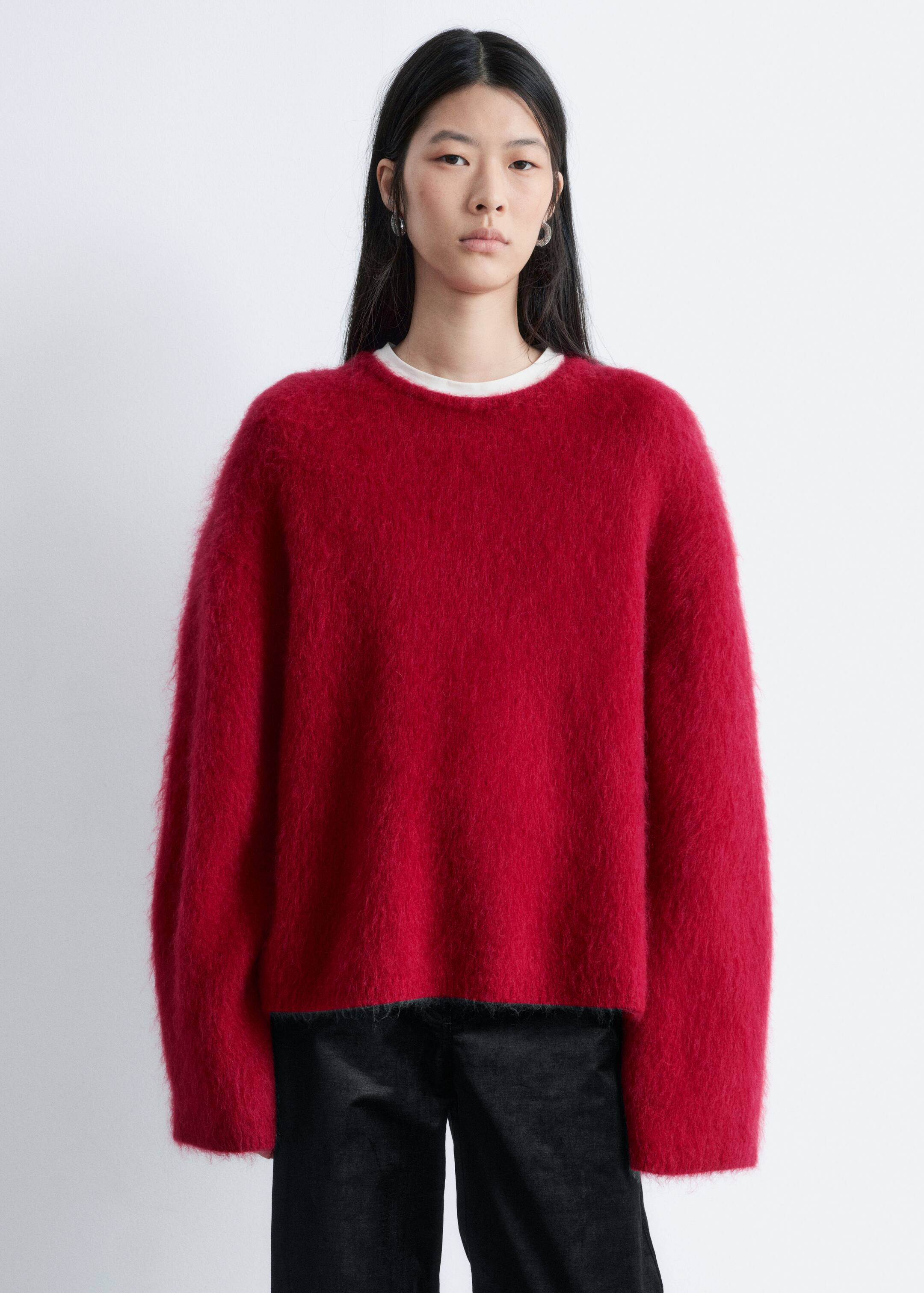 View larger image: Brushed Mohair-Blend Sweater - Deep Red - Ladies | H&M GB 3