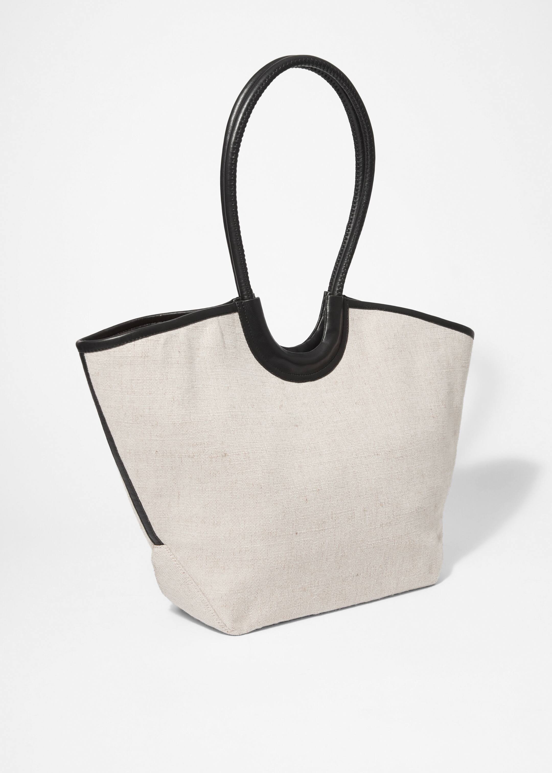 Ver imagem maior: Saco tote de juta com detalhes em pele - Creme - SENHORA | H&M PT 3