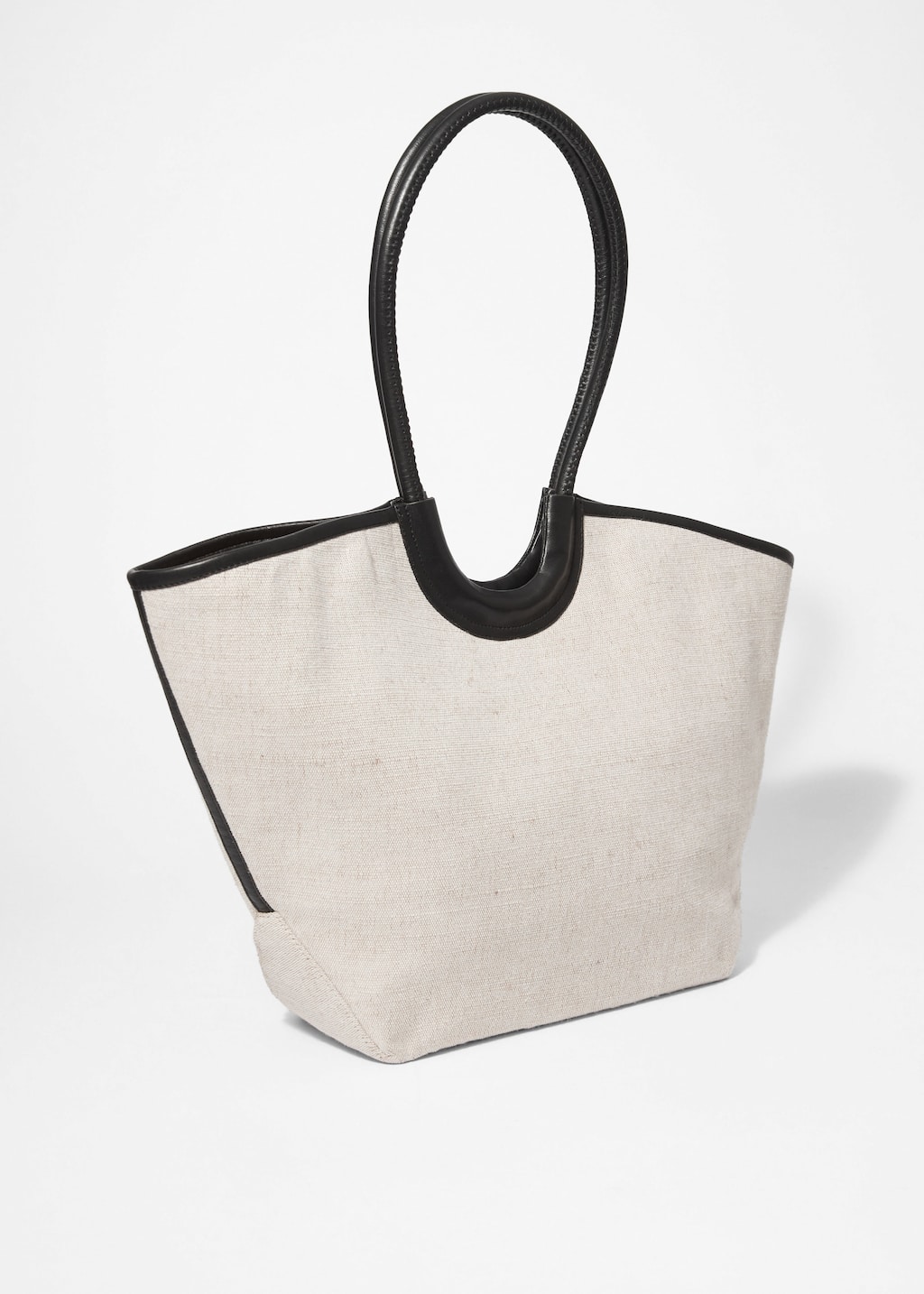Image of Leather-Detailed Straw Tote Bag