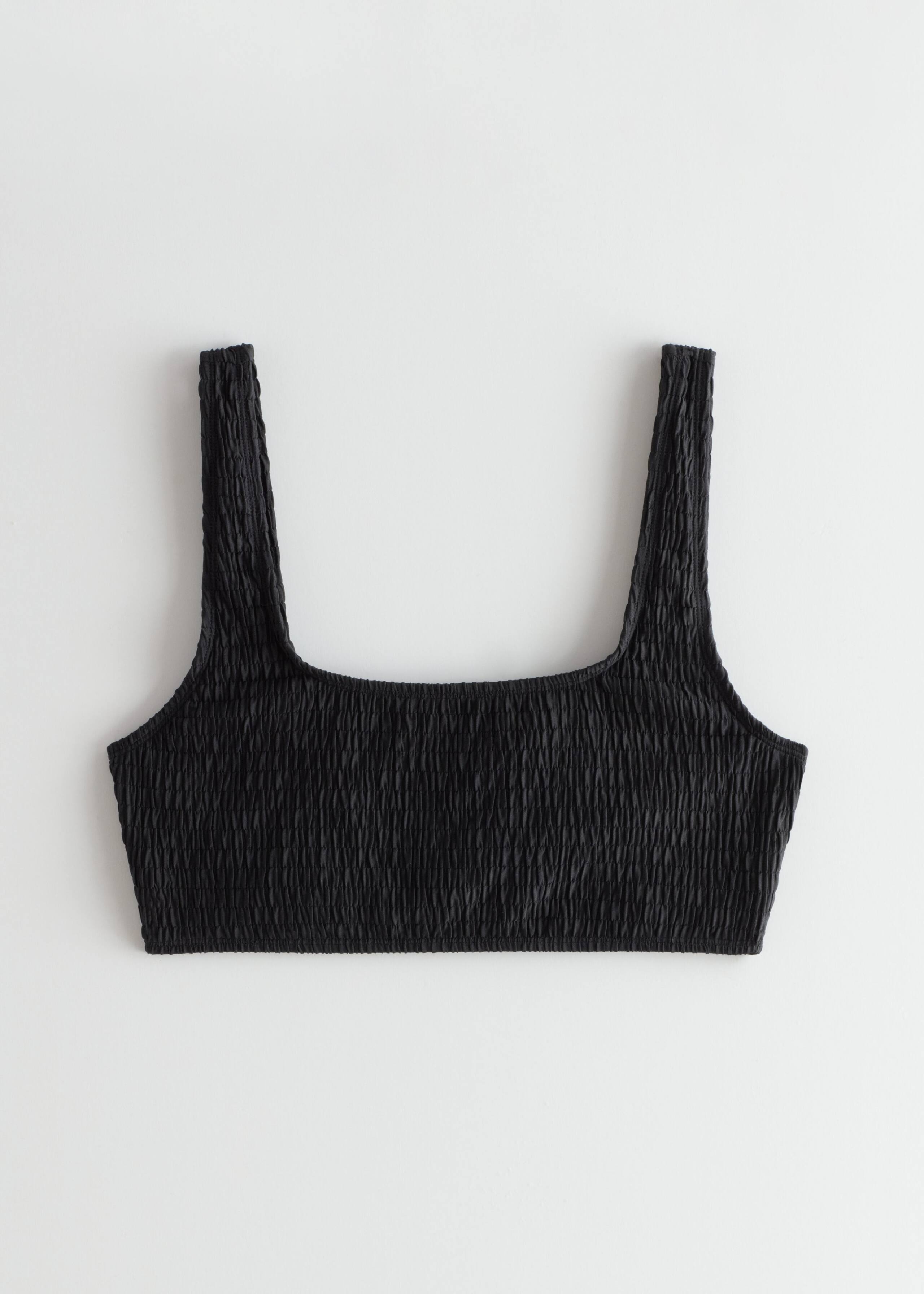Ruched Square Neck Bikini Top - Black - Still Life