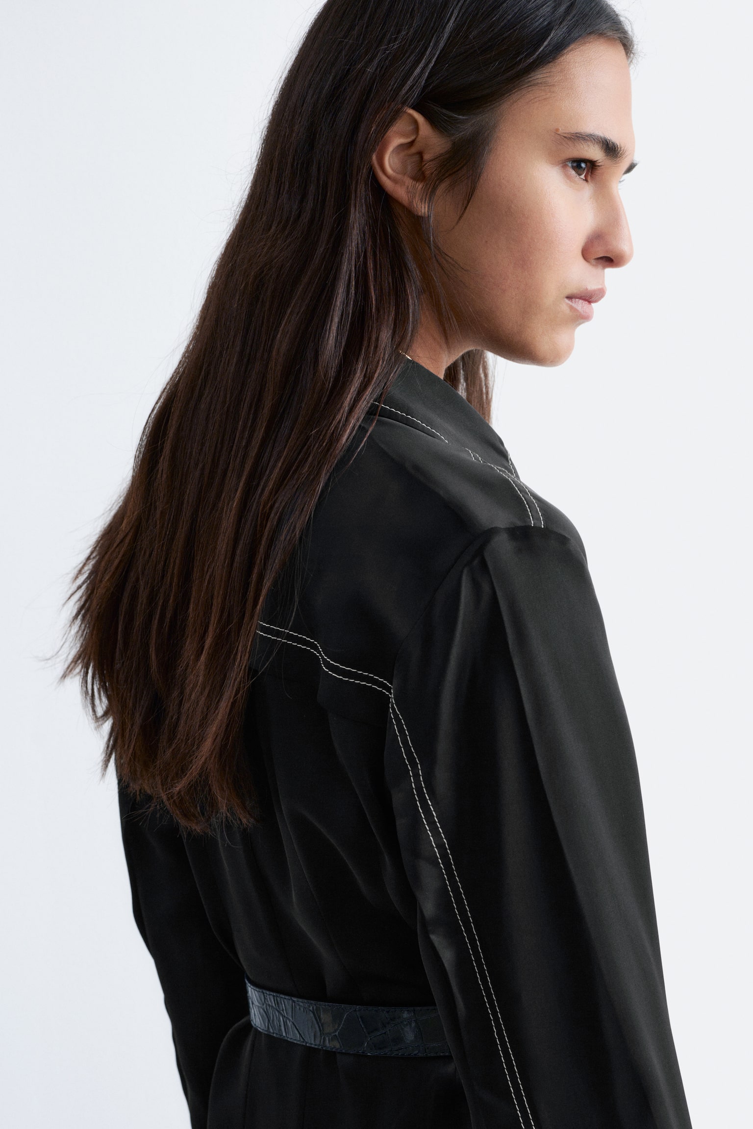 Midi-Hemdblusenkleid - Schwarz - 7