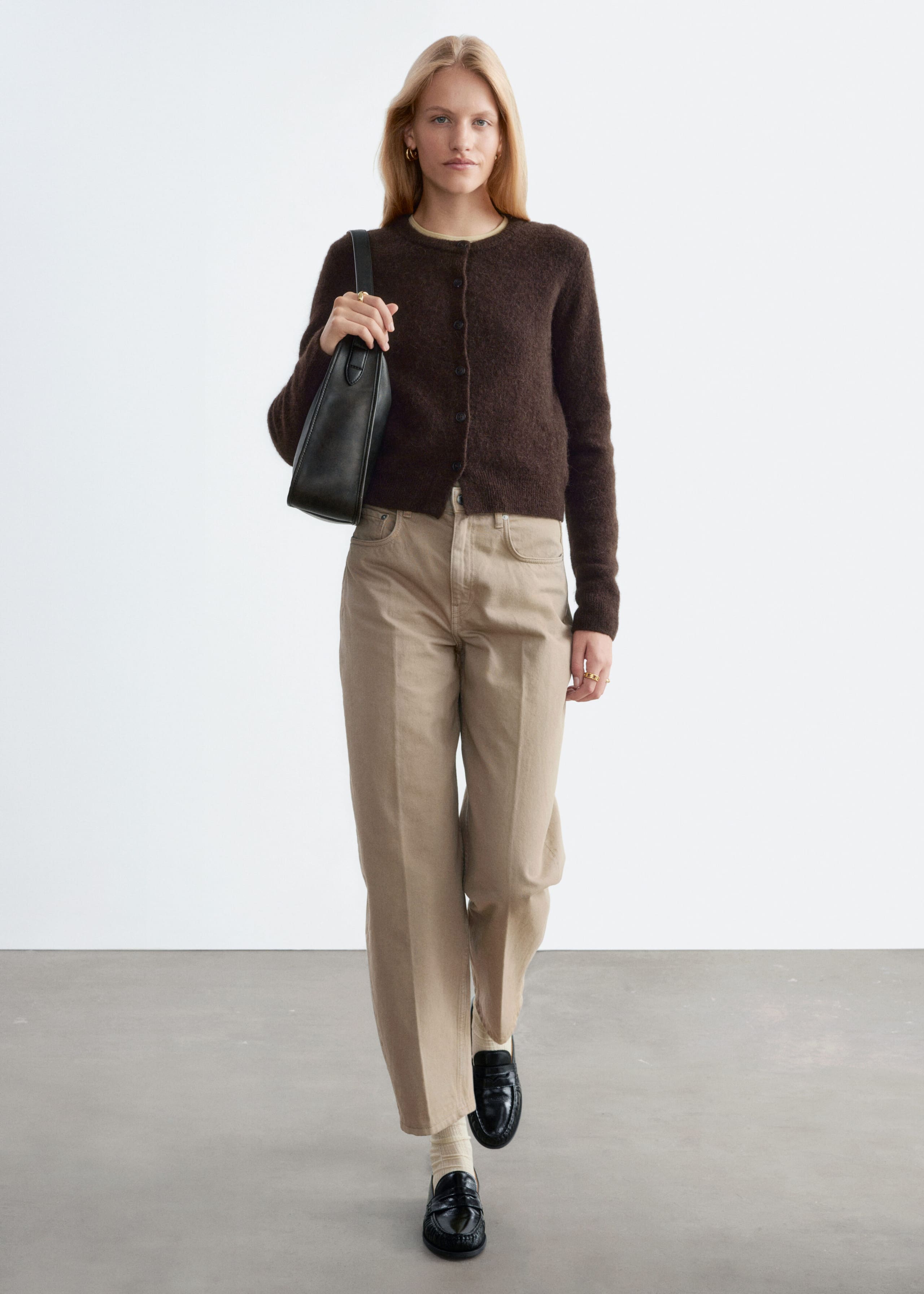 Alpaca-Blend Cardigan - Dark Brown - Still Life