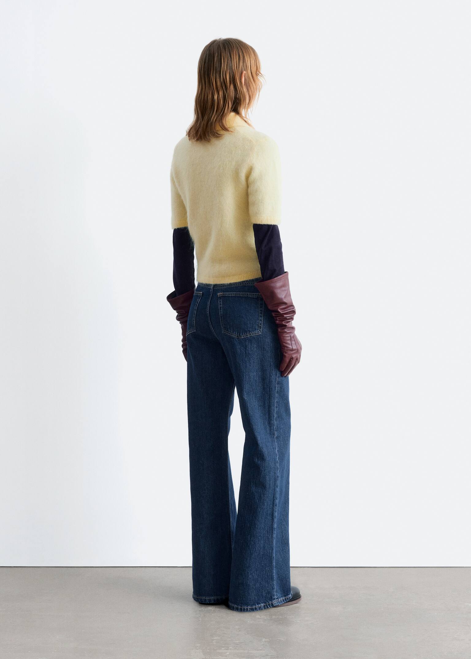 Brushed Knit Polo T-Shirt - Galben Deschis/Gri închis/Maro închis - 4