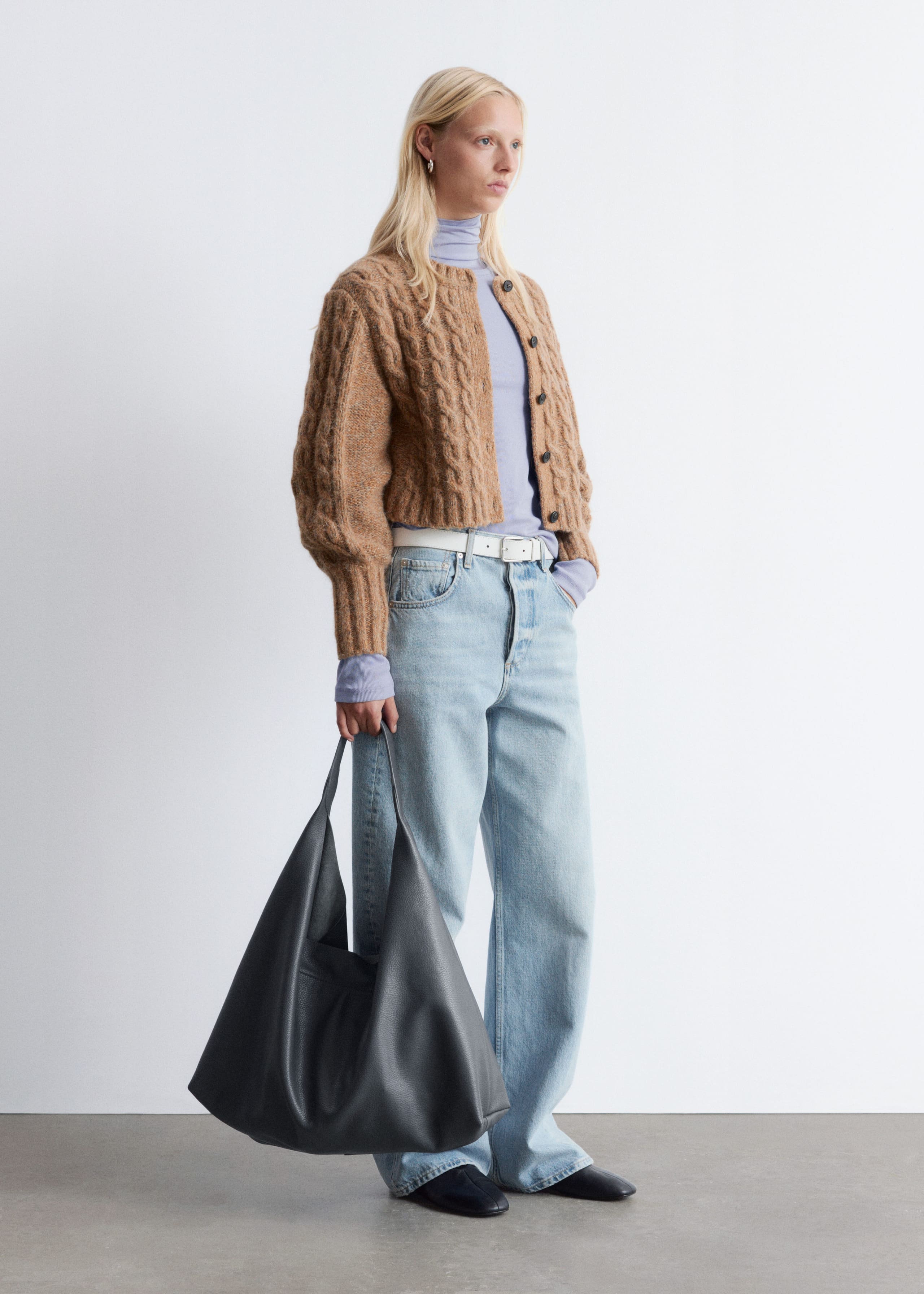 Image of Strickjacke mit Zopfmuster aus Alpaka-Mix