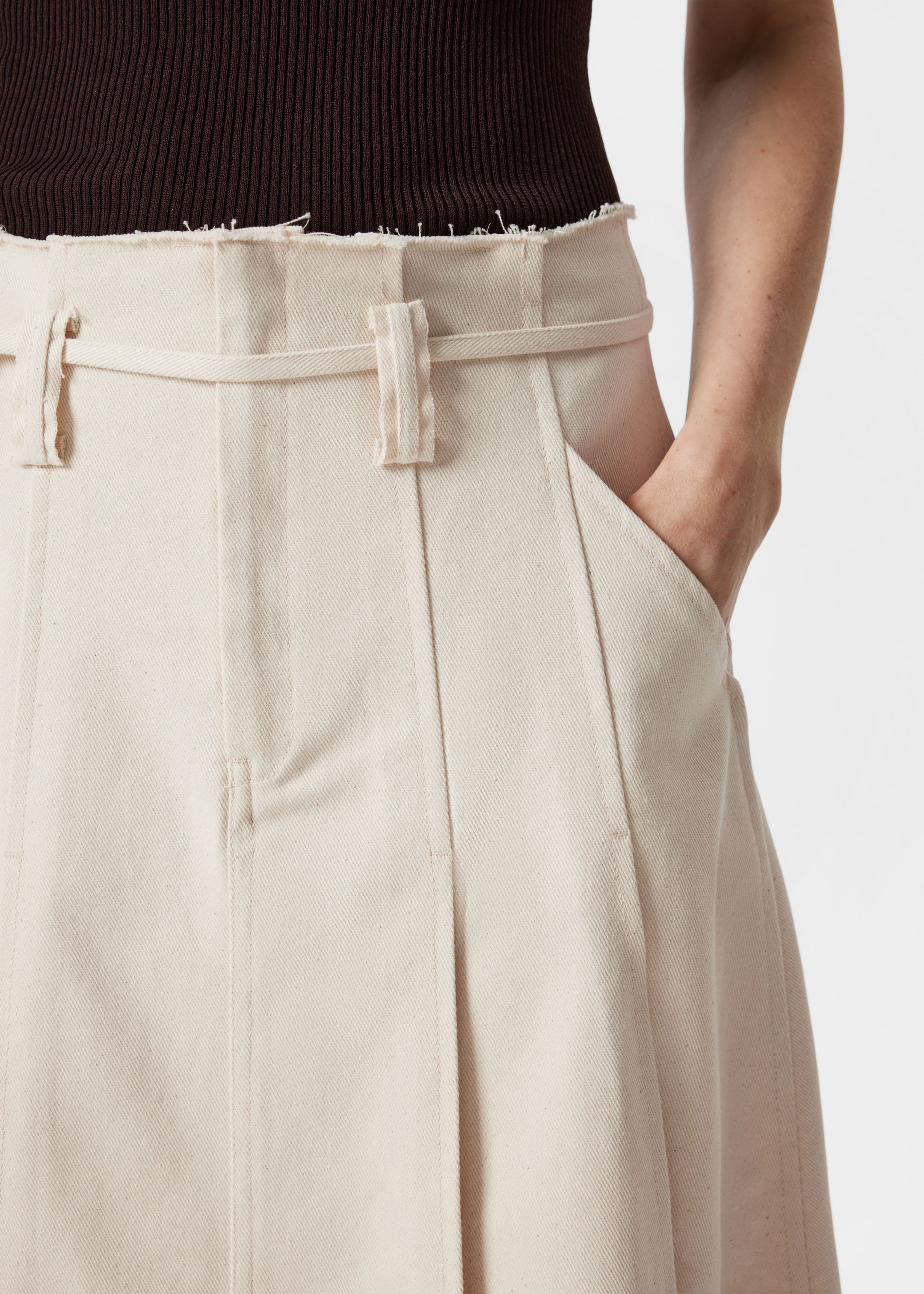 View larger image: Pleated Midi Skirt - Cream - Ladies | H&M GB 3