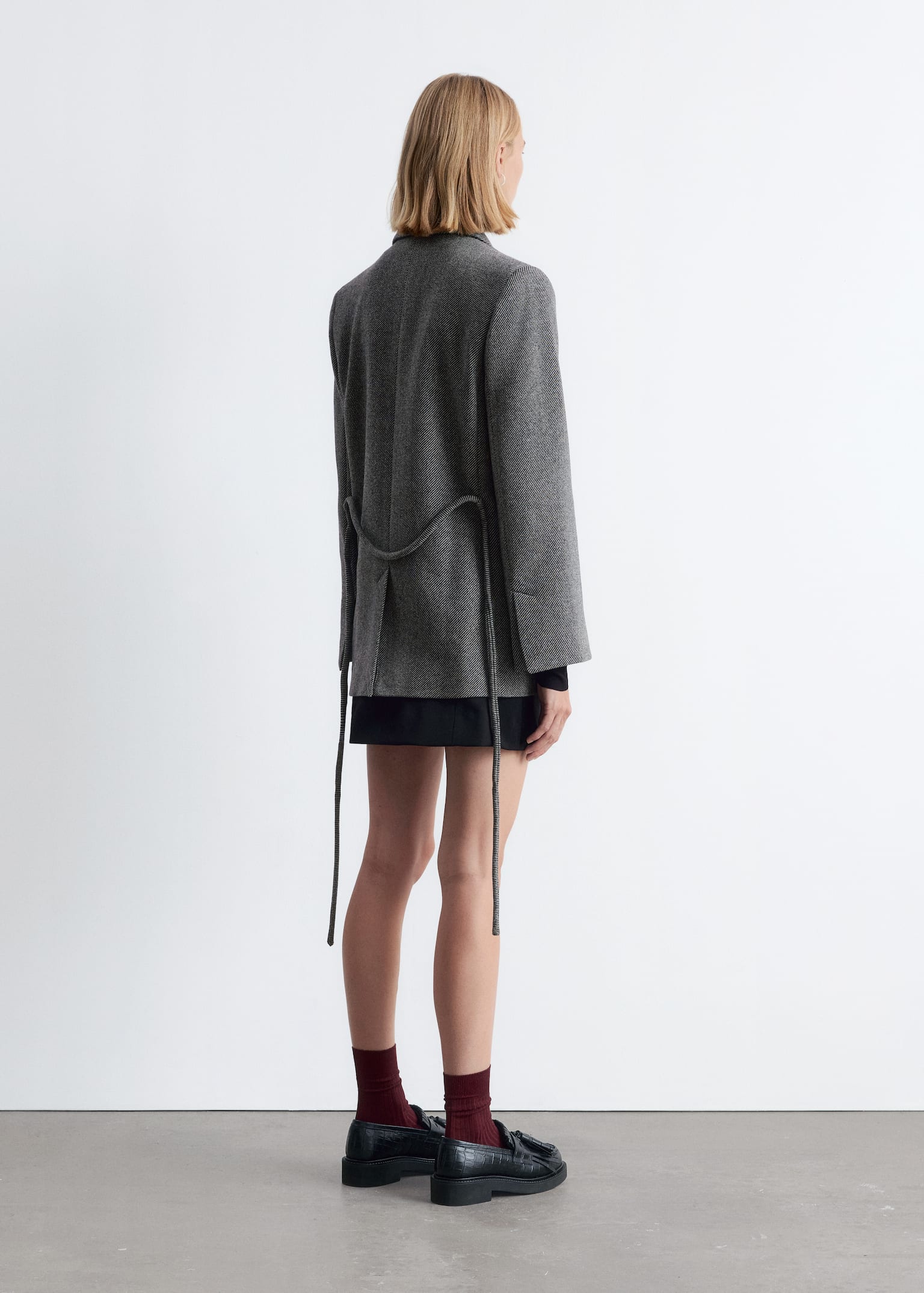 Wool Blazer - Grey Tweed/Brown Houndstooth - 3