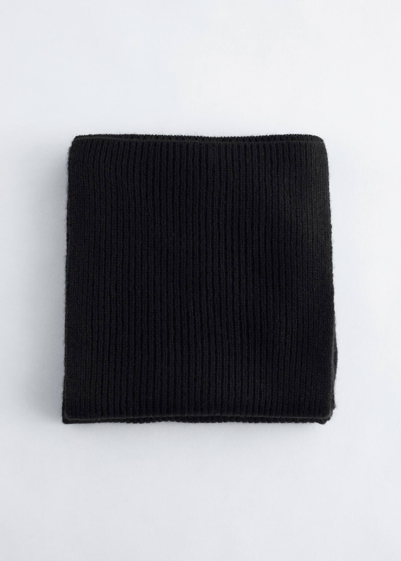 Hooded Wool Scarf - Negru/Albastru/Mahon/Stone - 3