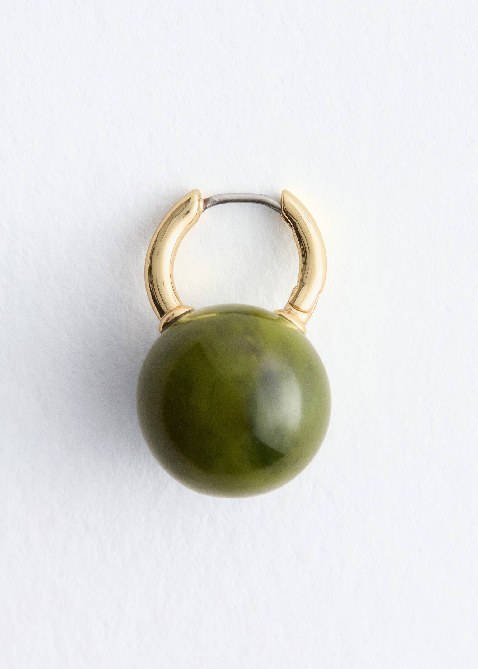 Sphere Bead Hoop Earrings - Gold/Green/Silver/Black - 2
