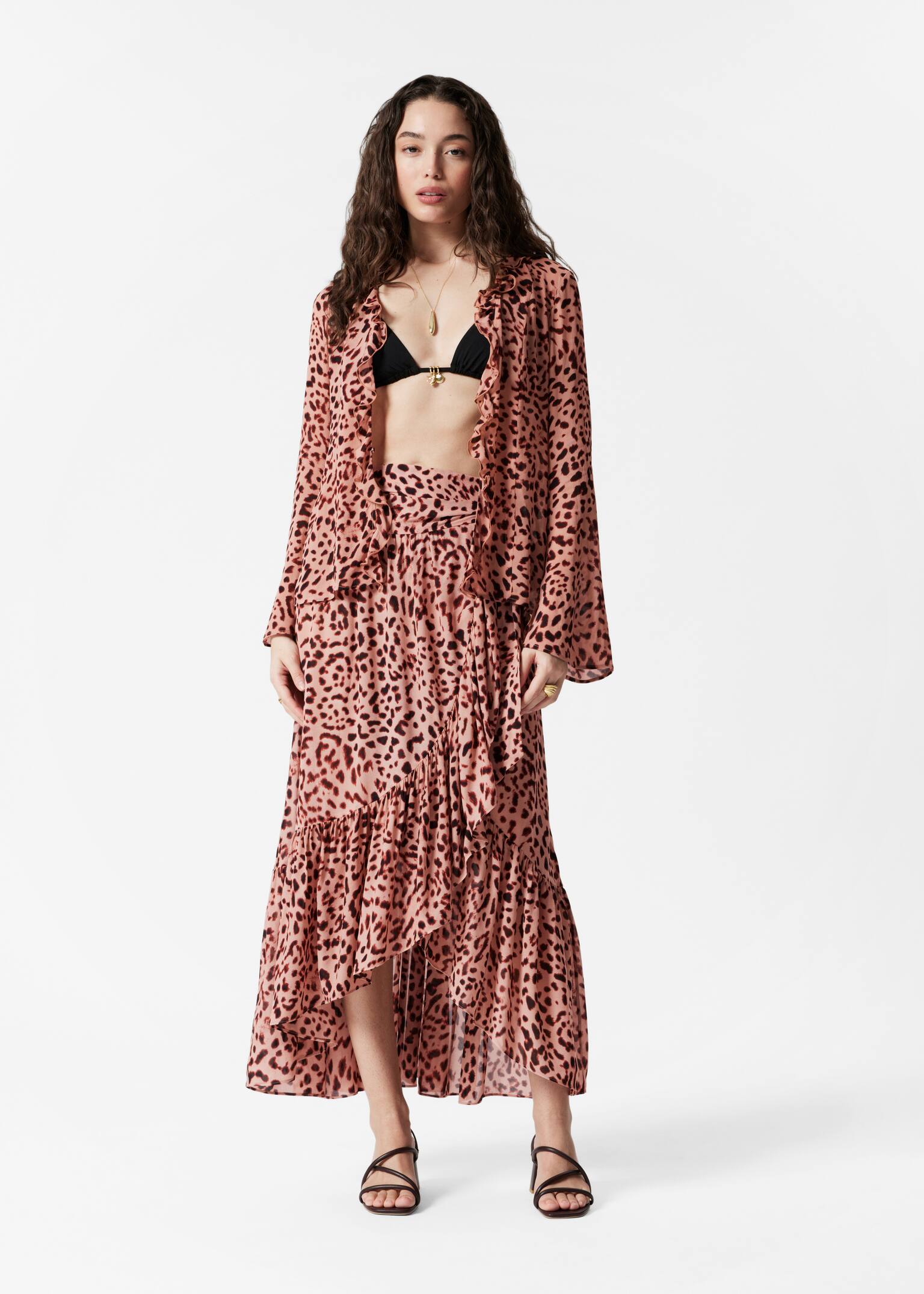 Gonna midi a portafoglio - Stampa con motivo leopardato - 5