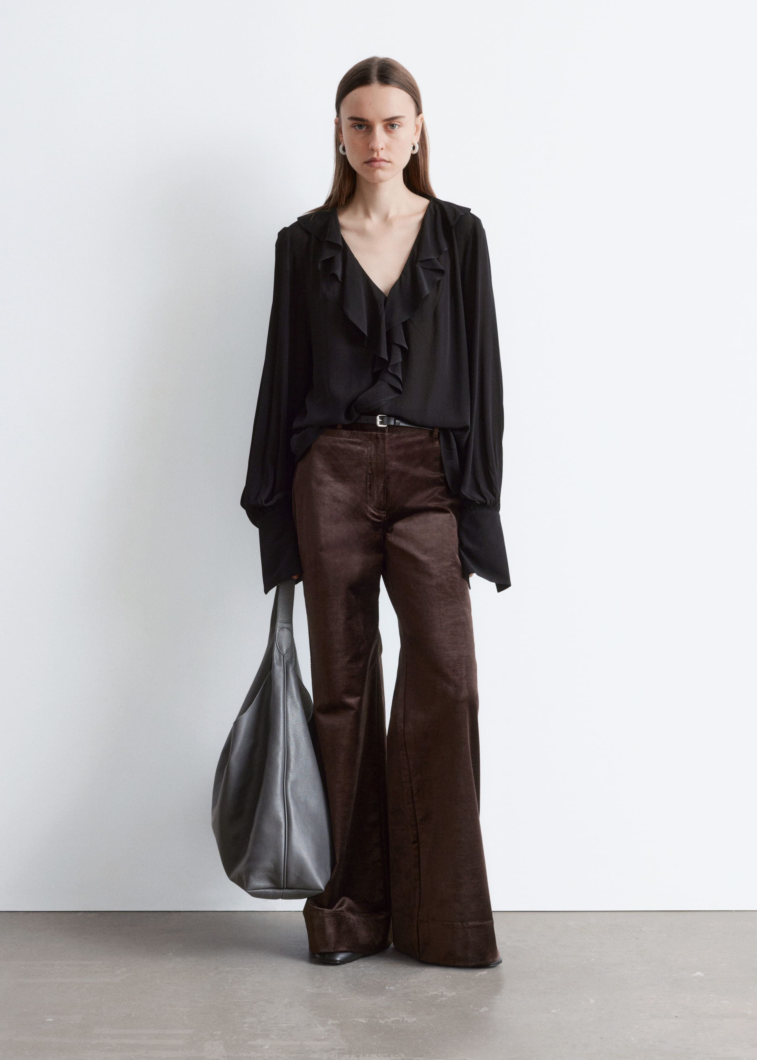 Image of Flared Velvet Trousers