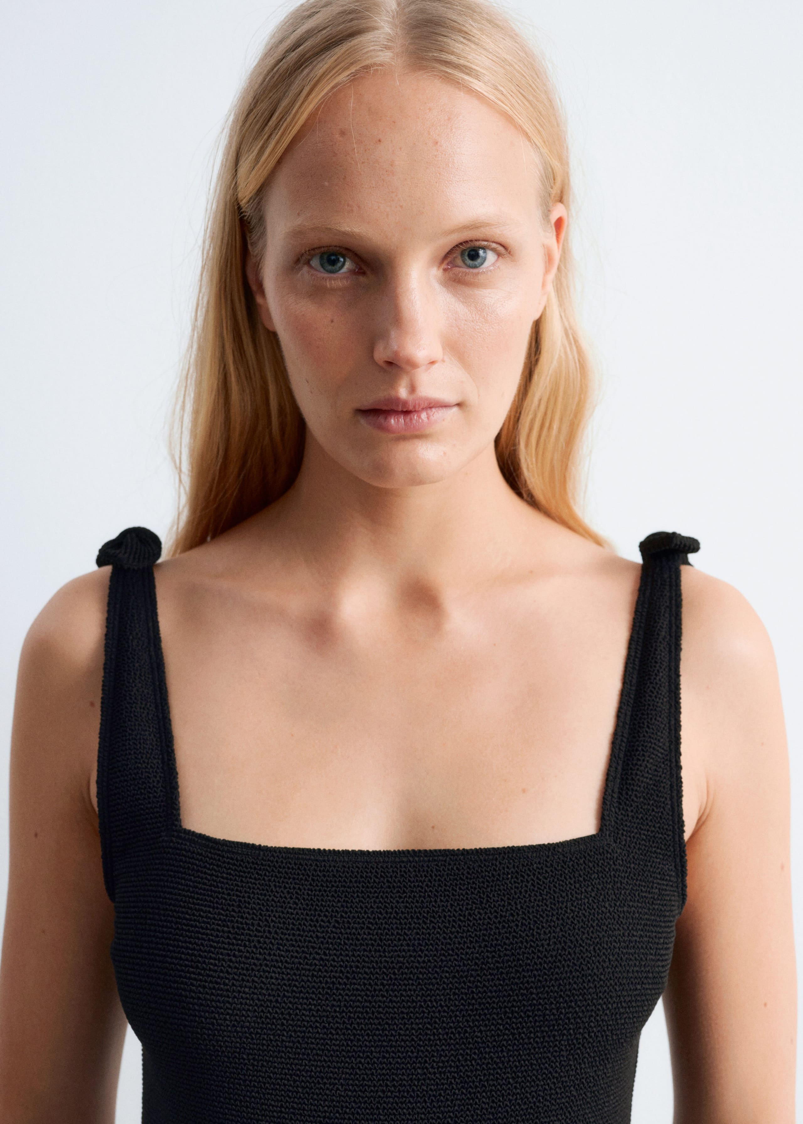 Image of Textured Bow Tie Swimsuit