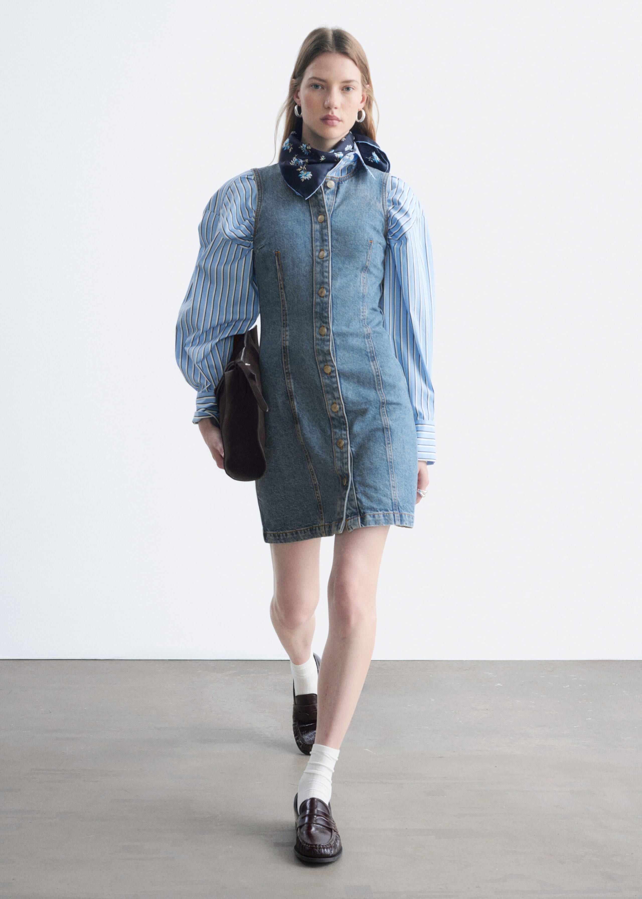 Button-Front Denim Dress - Blue - Still Life