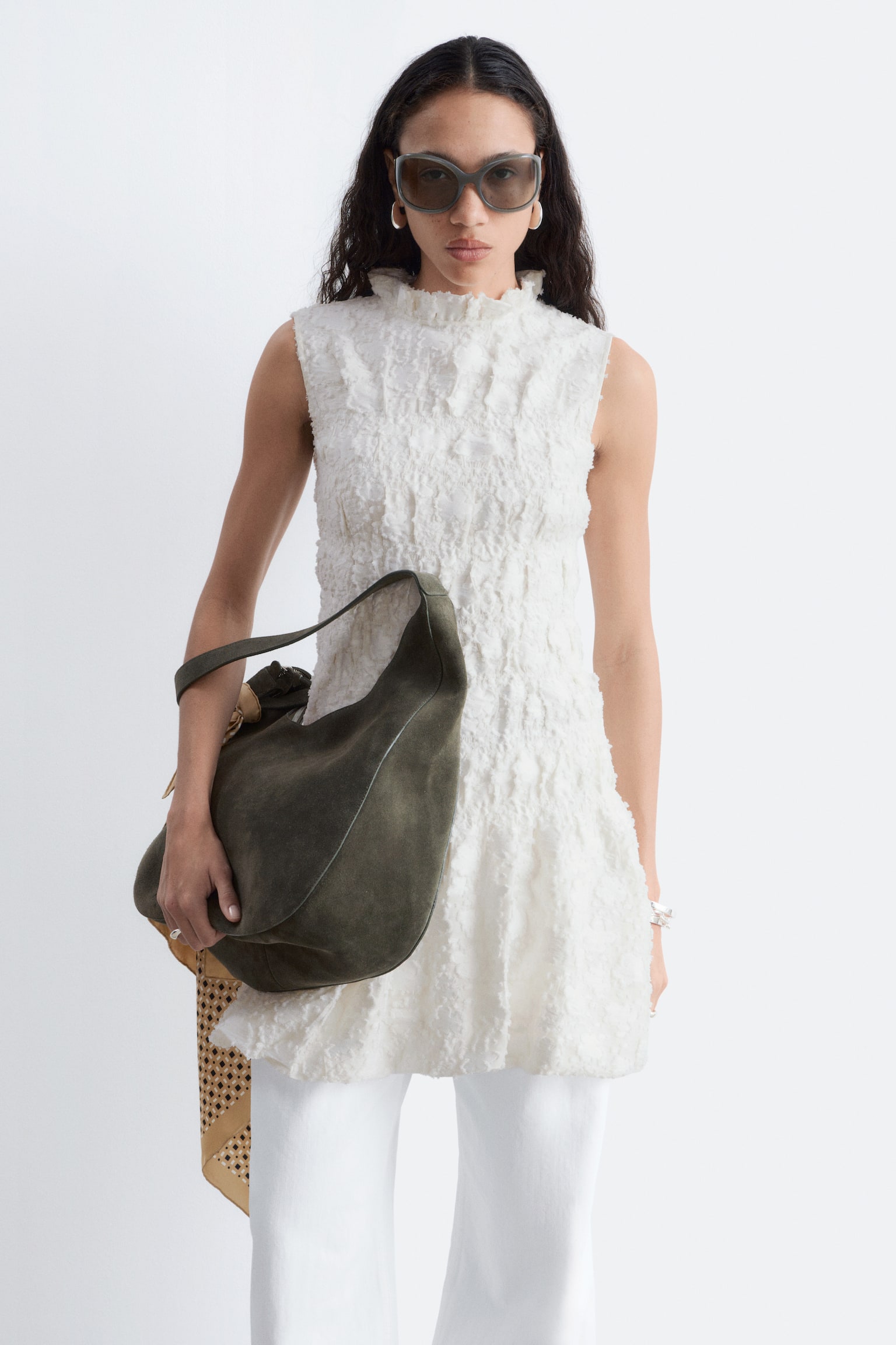 Gesmokte mini-jurk - White - 7