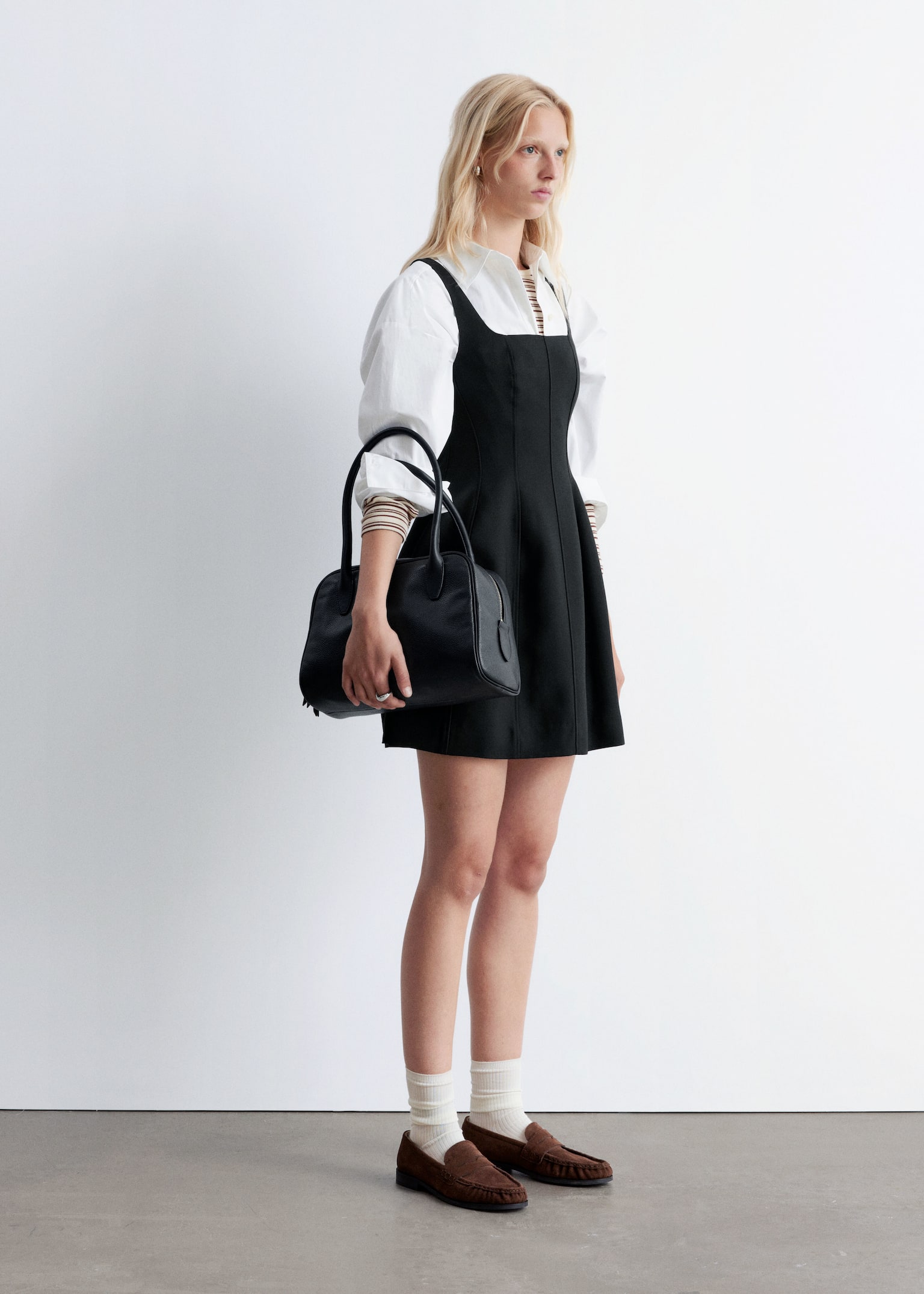 Minikleid im Korsagenstil - Schwarz/Dunkelbraun - 6