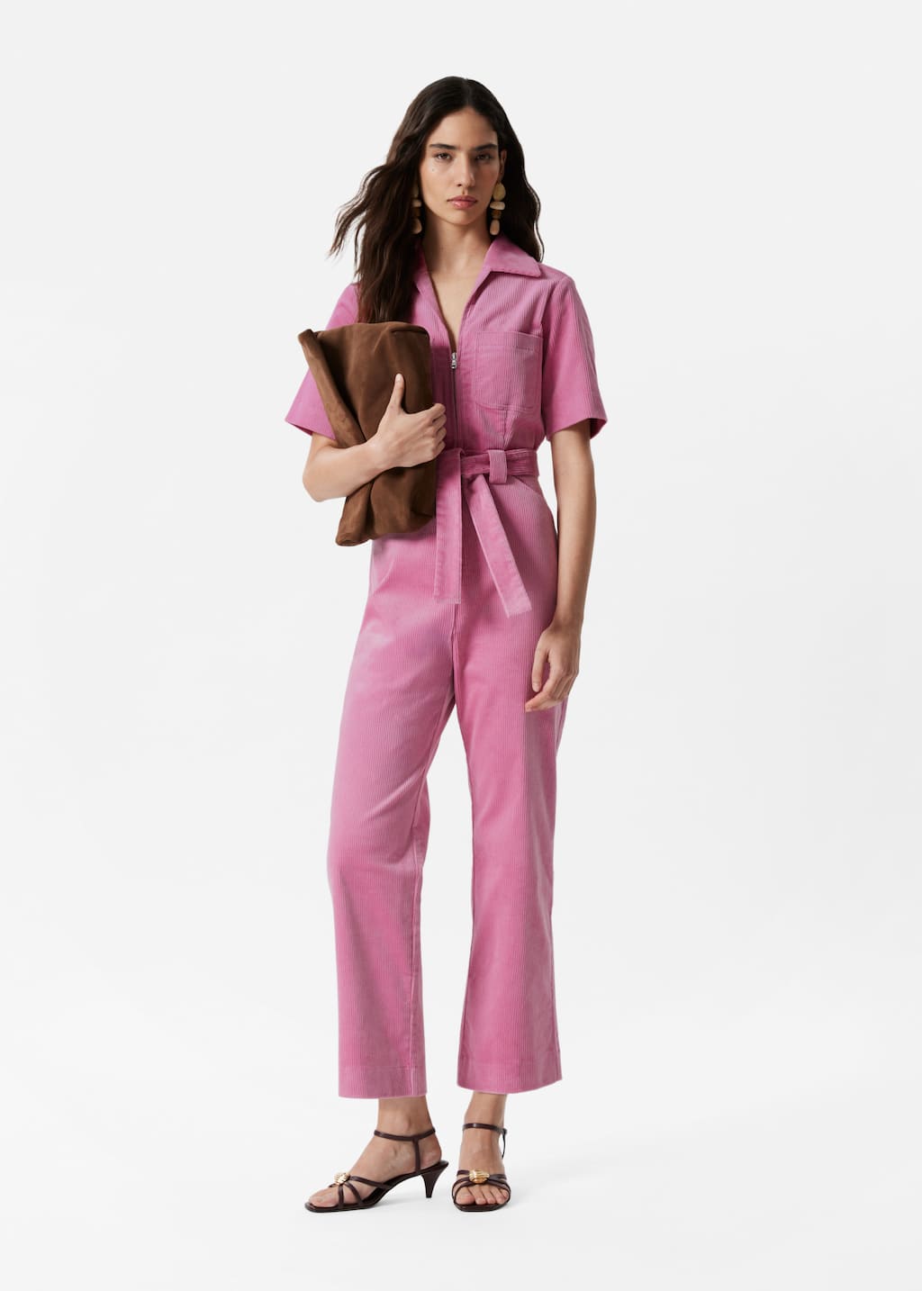 Image of Belted Corduroy Jumpsuit