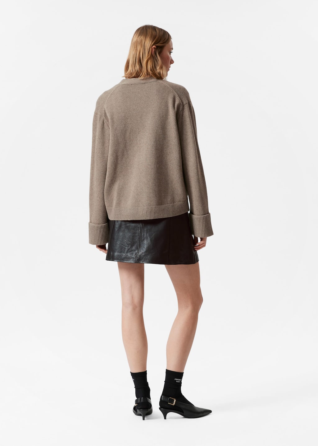 Patch-Pocket Cardigan - Beige - Lookbook