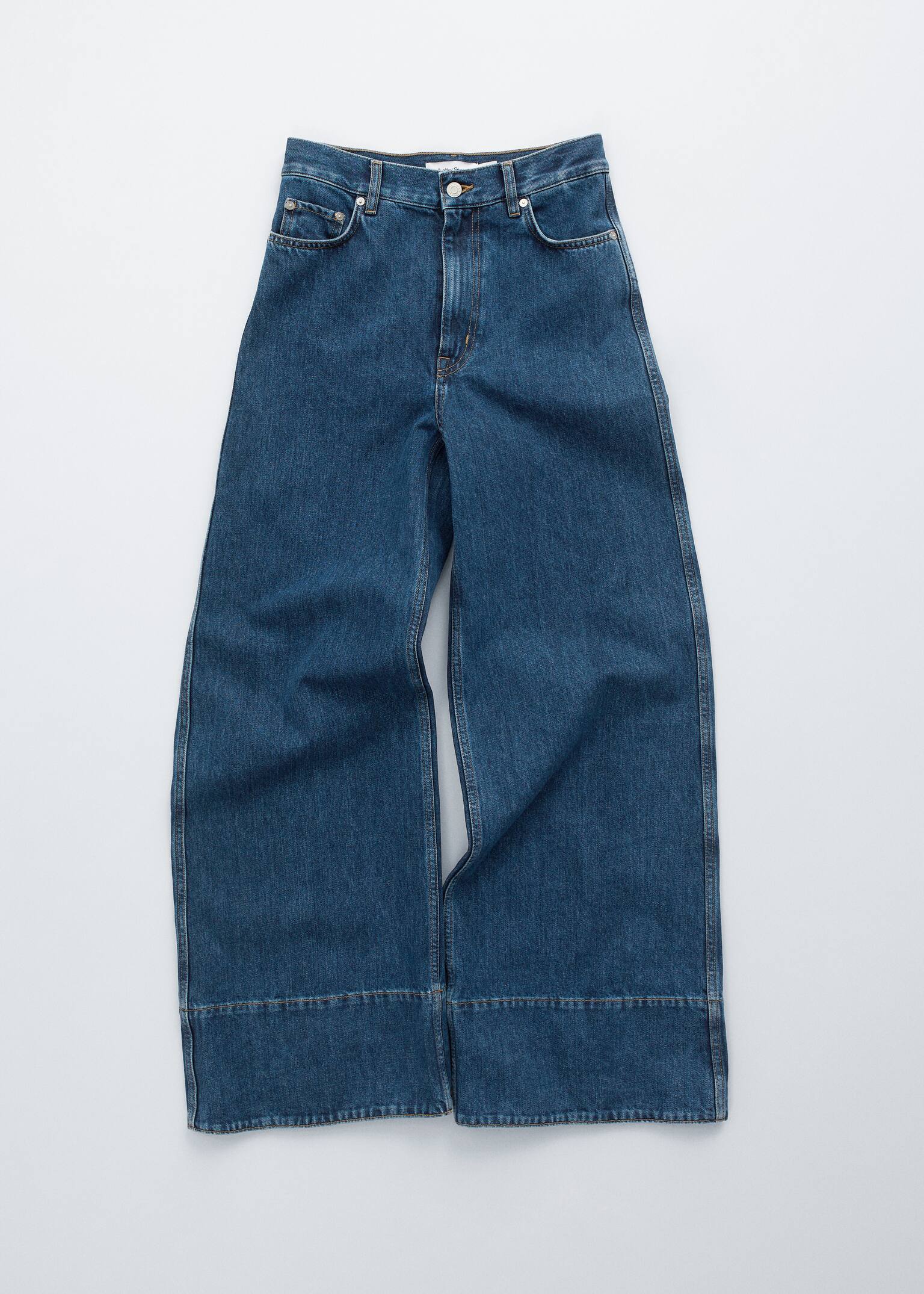 Vaqueros largos de perneras anchas - Azul