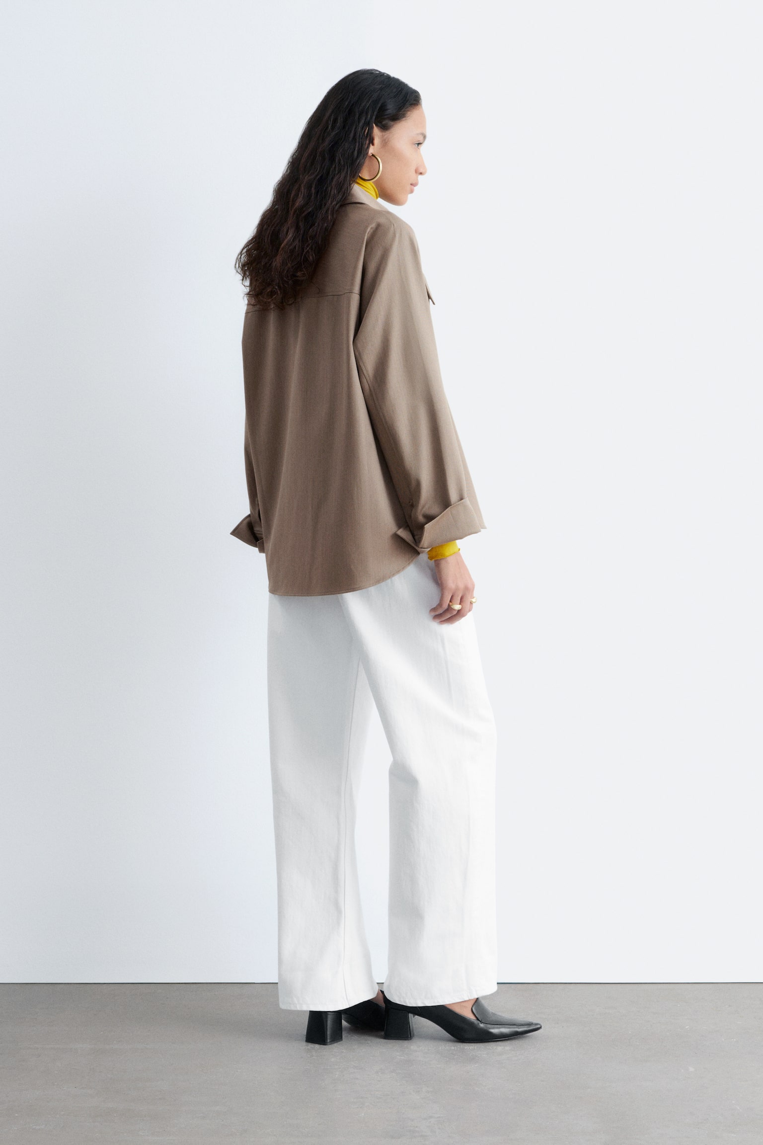 Strukturiertes Hemd aus Wolle und Baumwolle - Graubraun - 3