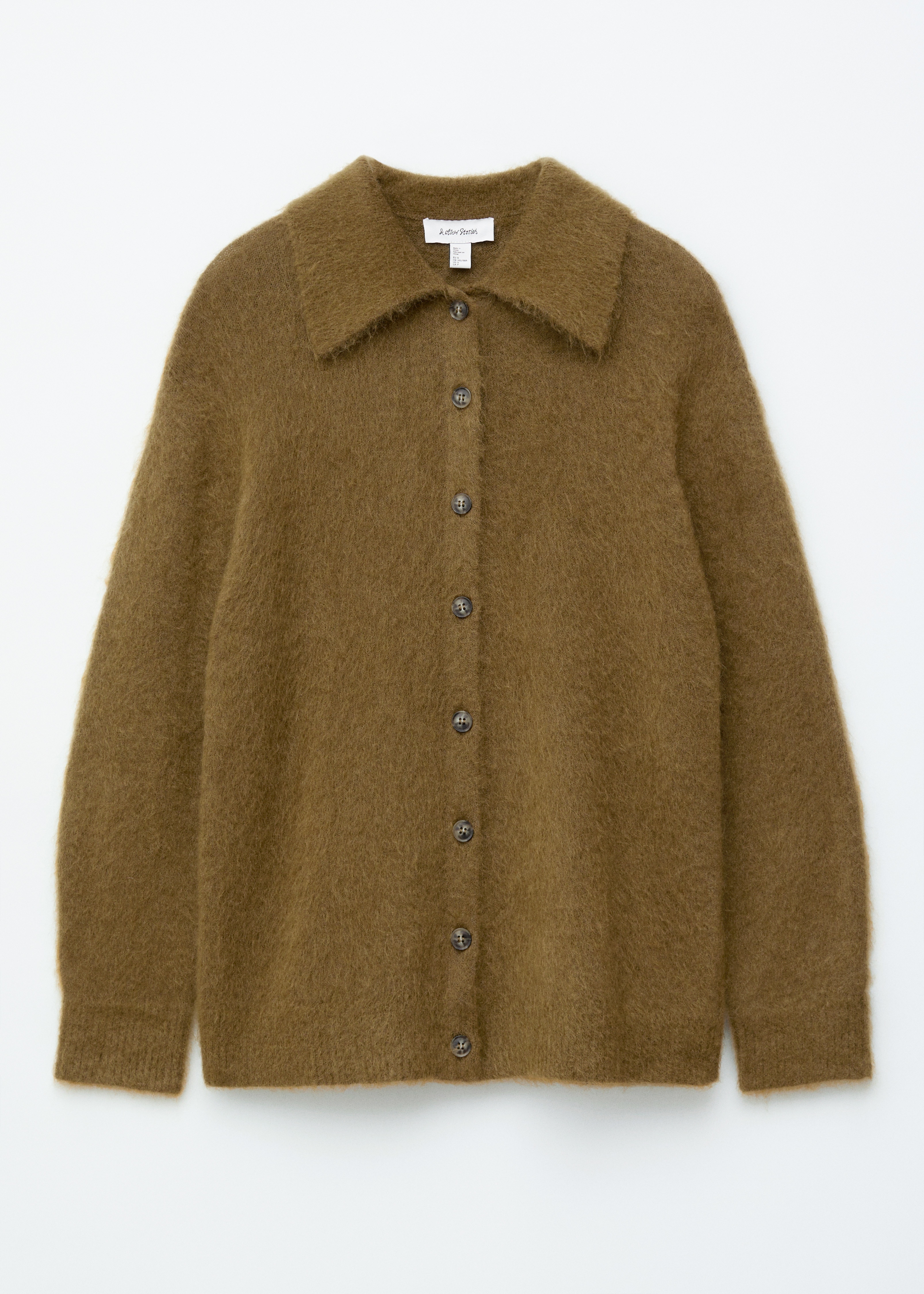 Geborsteld gebreid oversized vest - Olijfbruin