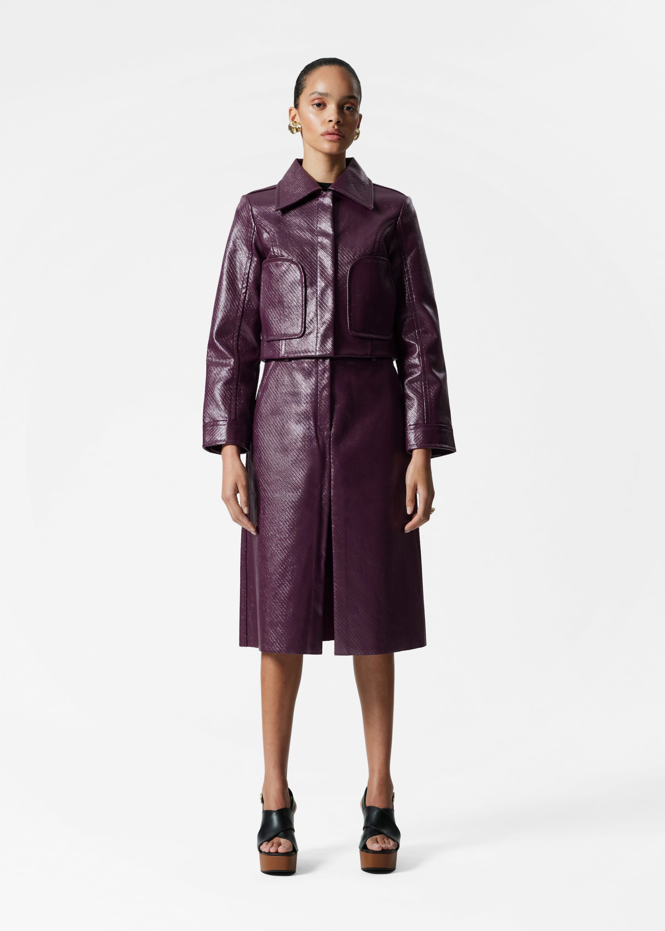 Zobacz większy obraz: Trapezowa spódnica midi - Ciemnofioletowy - ONA | H&M PL 3