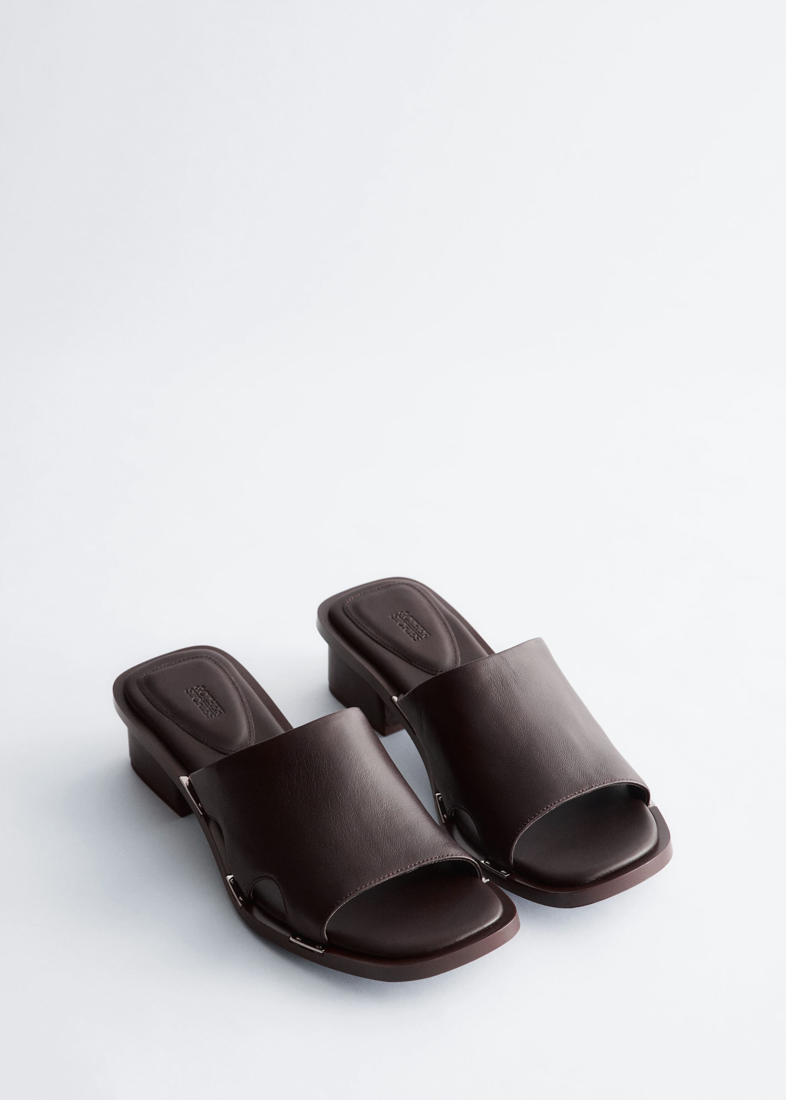 Block Heel Leather Sandals - Dark Brown - Still Life