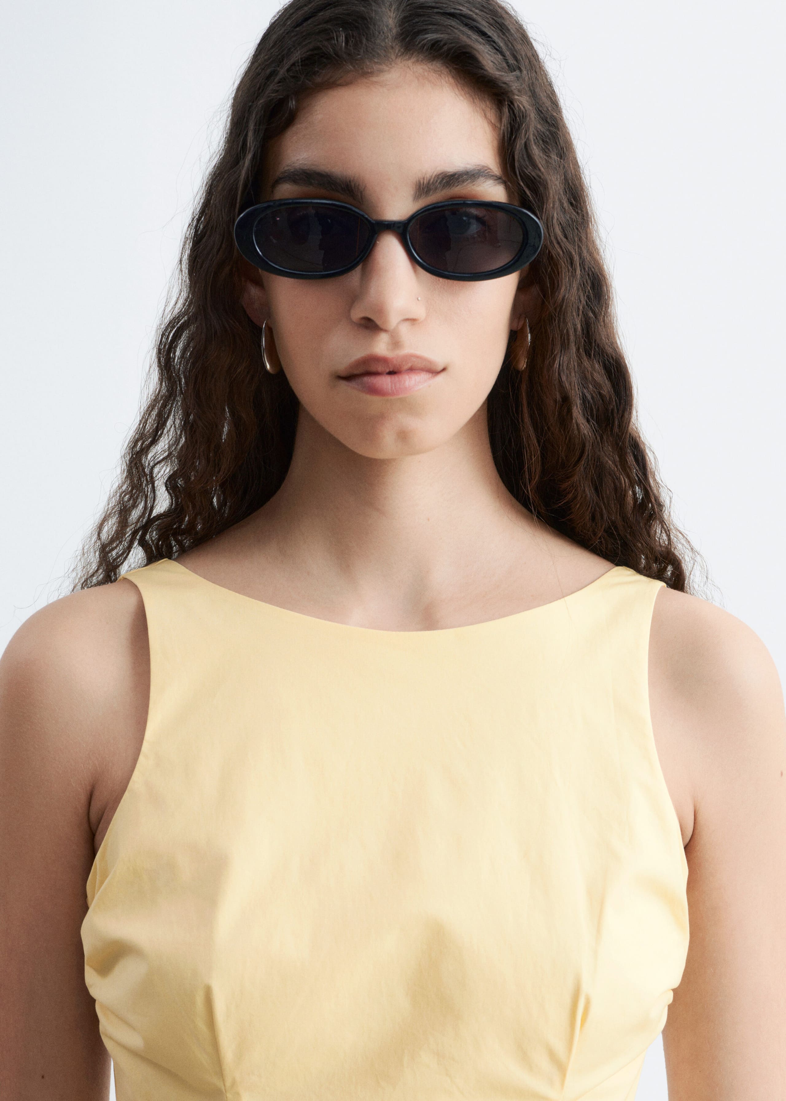 Tie-Back Cotton Midi Dress - Yellow - Lookbook