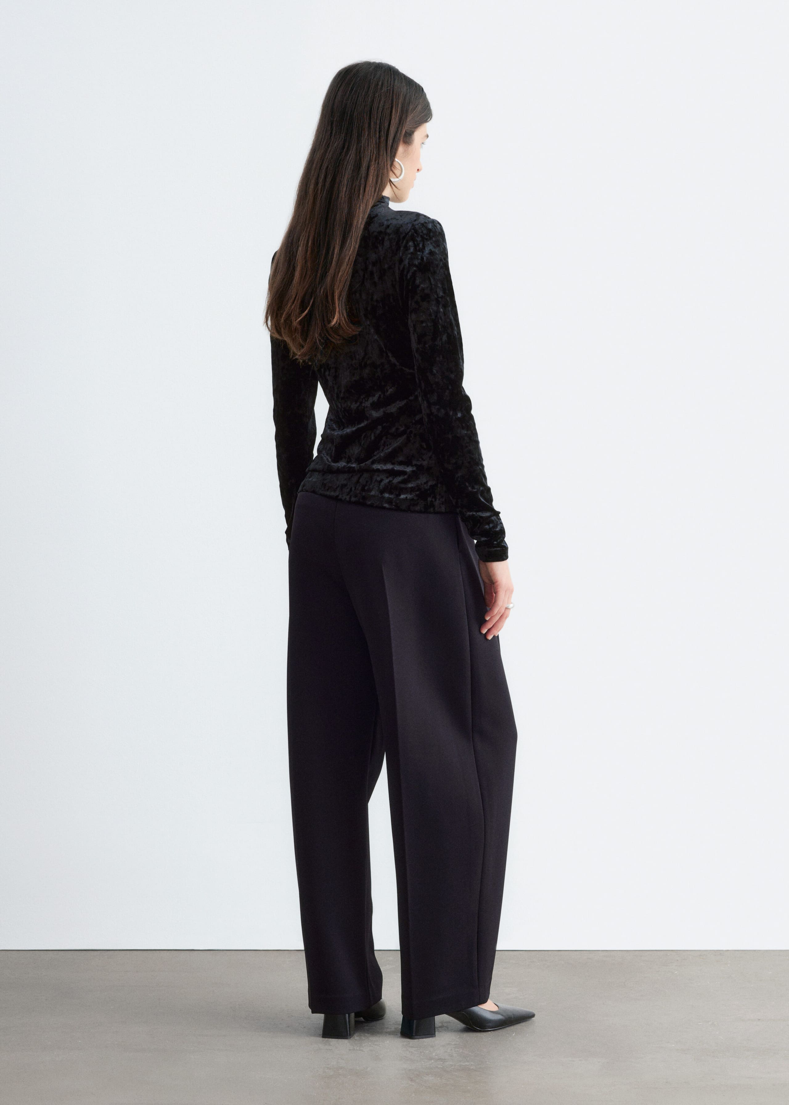 Velvet Mock Neck Top - Turquoise - Lookbook