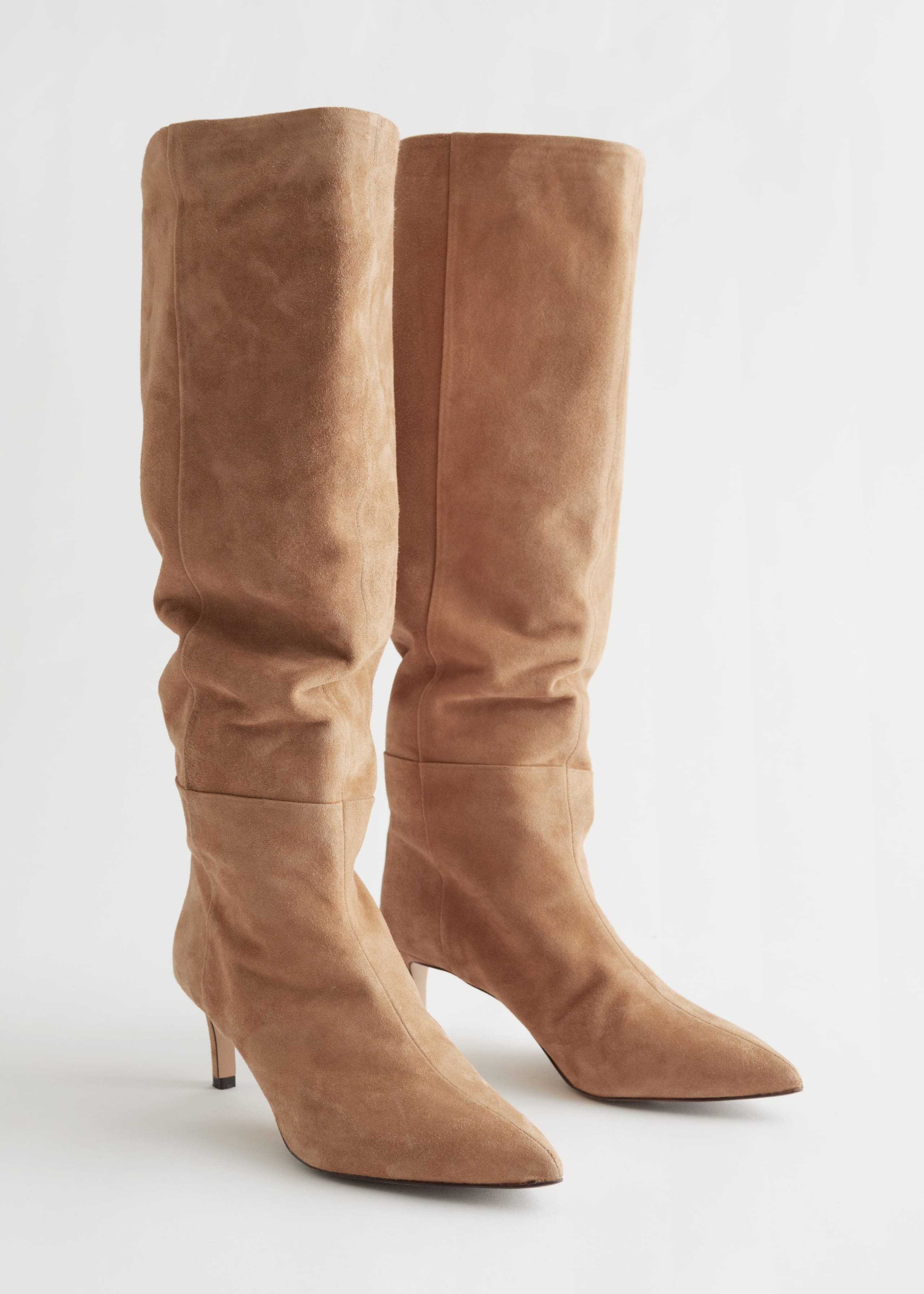 Knee High Leather Boots - Beige Suede - Still Life