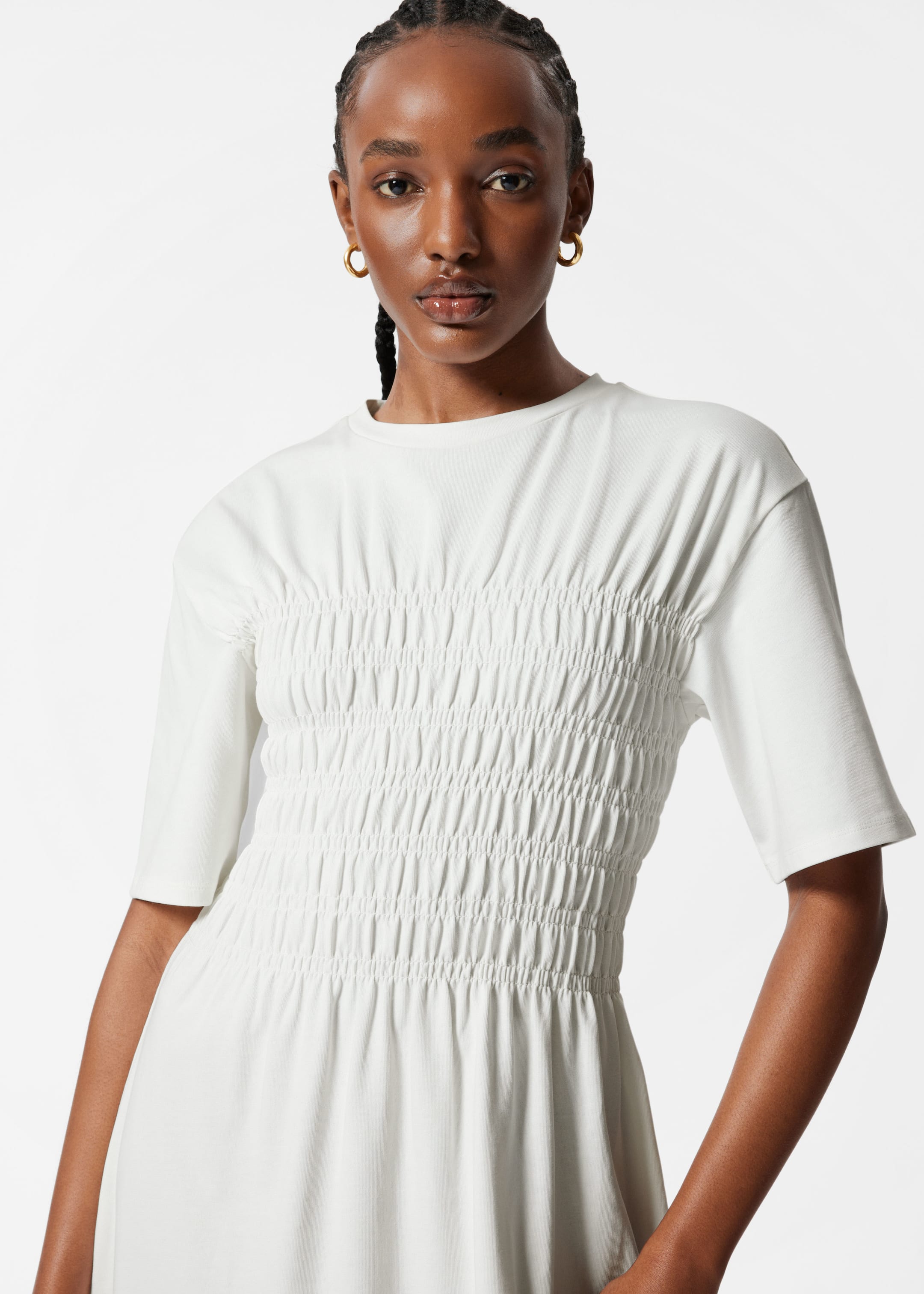 Größeres Bild anzeigen: Gesmoktes Midikleid - Weiß - Ladies | H&M AT 2