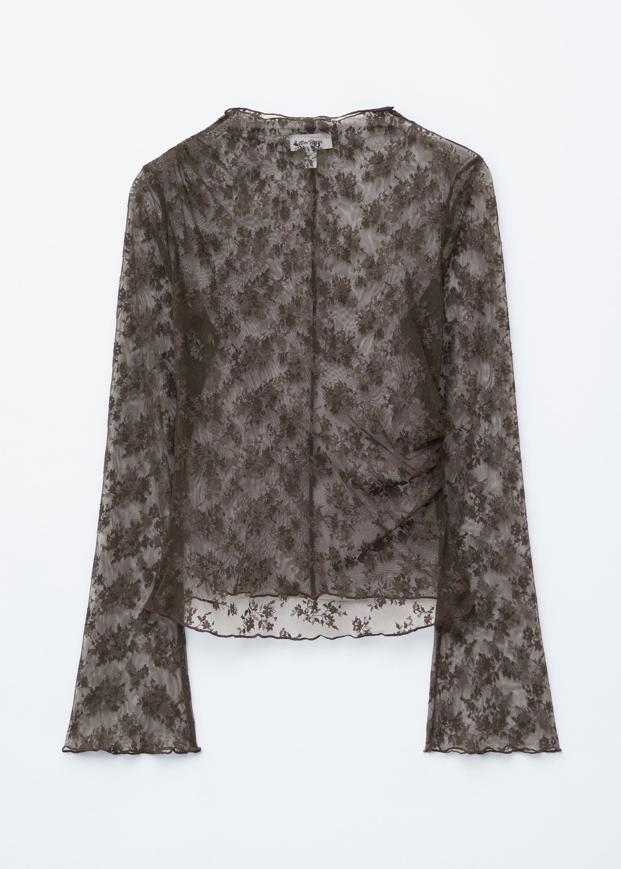 Visualizza immagine più grande: Top in pizzo a maniche lunghe - Marrone scuro - DONNA | H&M IT 1