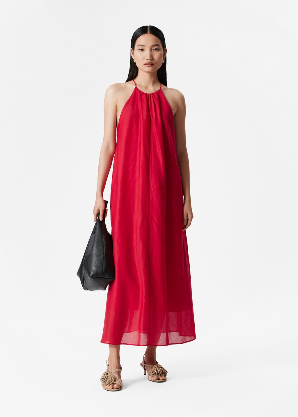 Robe midi sans manches à dos nu - Motifs floraux jaunes - Lookbook