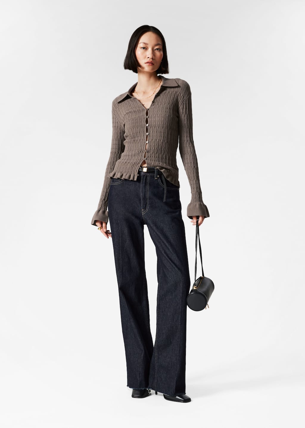 Image of Knitted Collar Cardigan