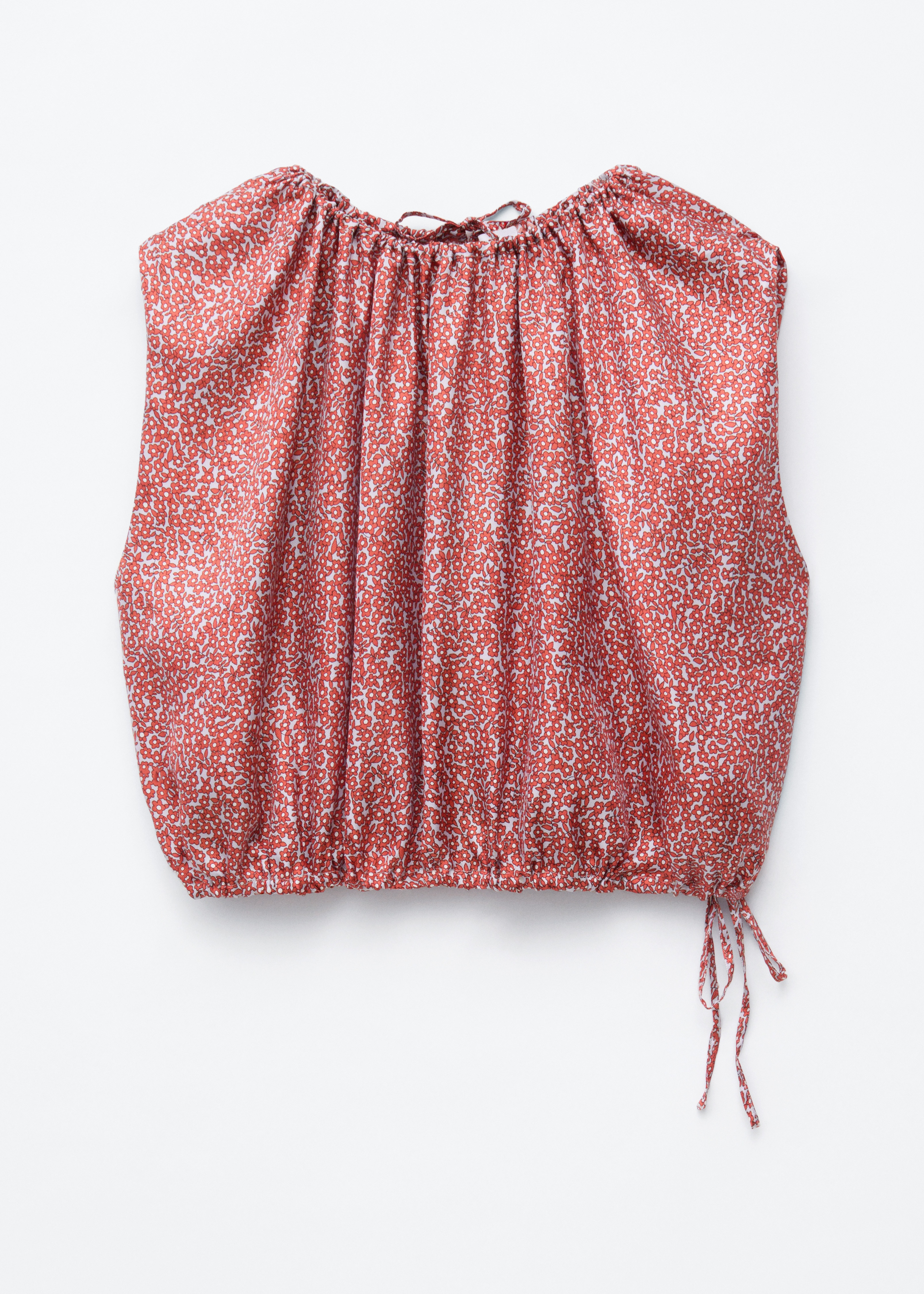 Printed Drawstring Silk Top