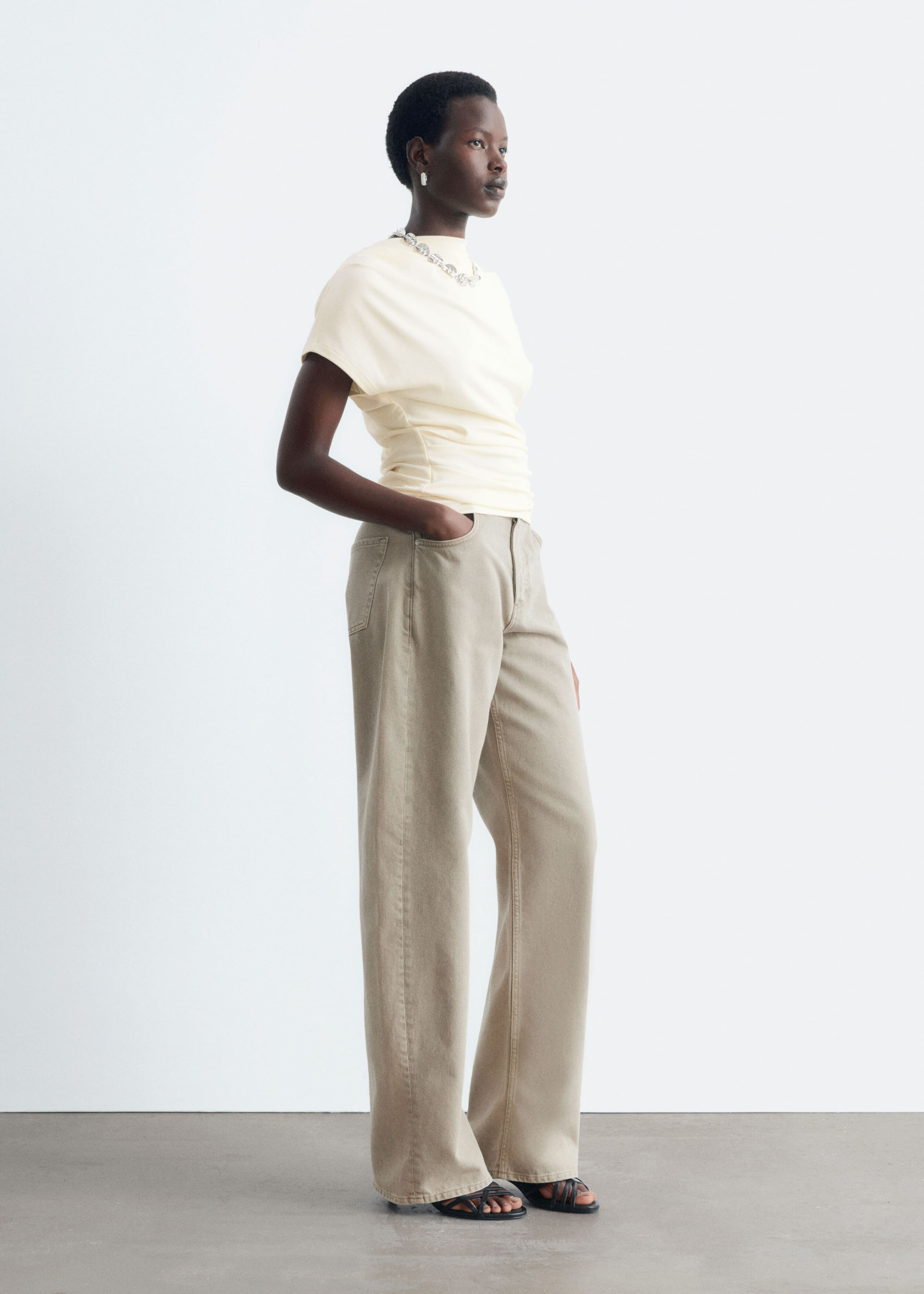 Draped Cowl-Neck Top - Black - Lookbook