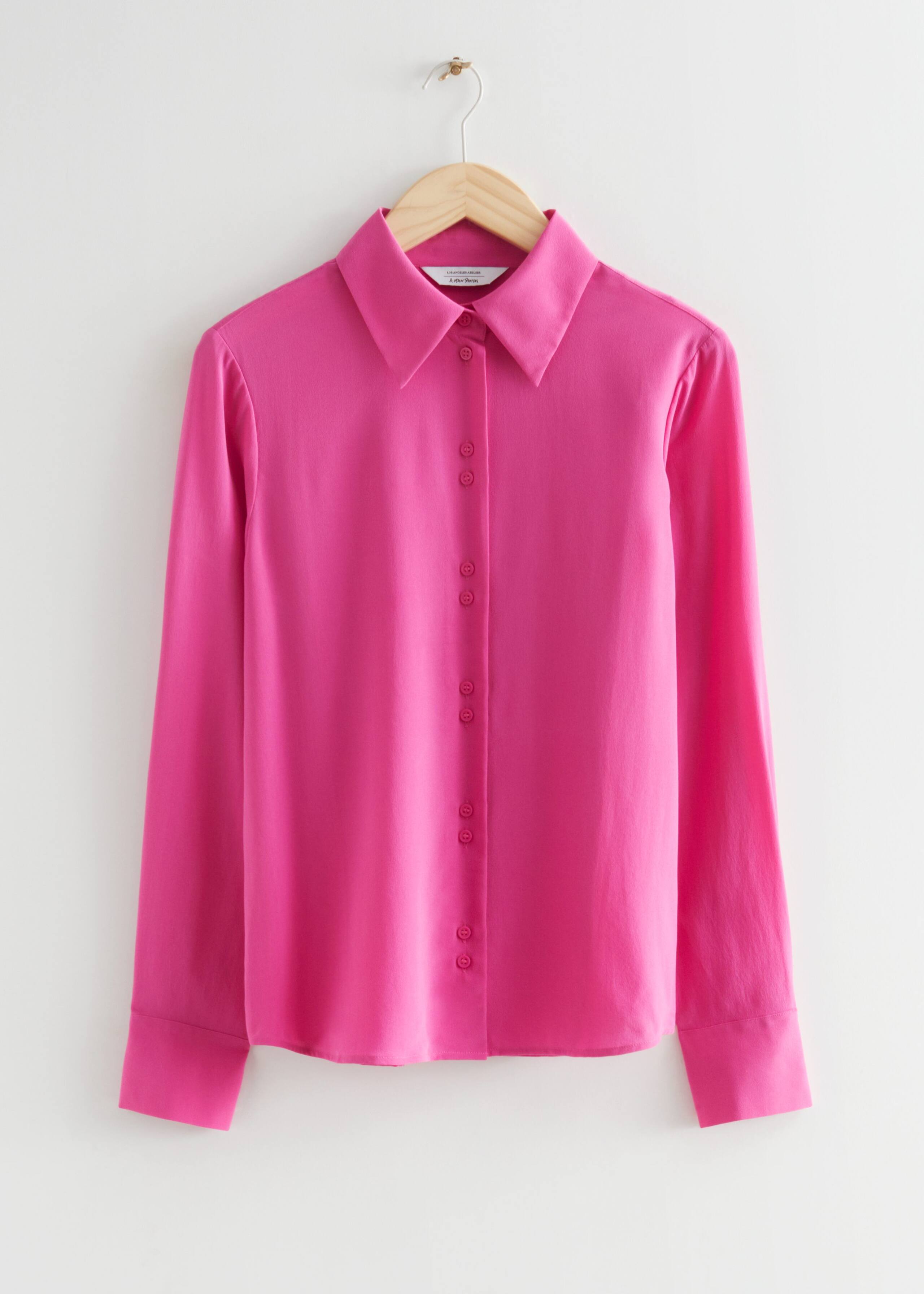 MulberrySilkButtonedBlouse - Bright Blue - Natura morta