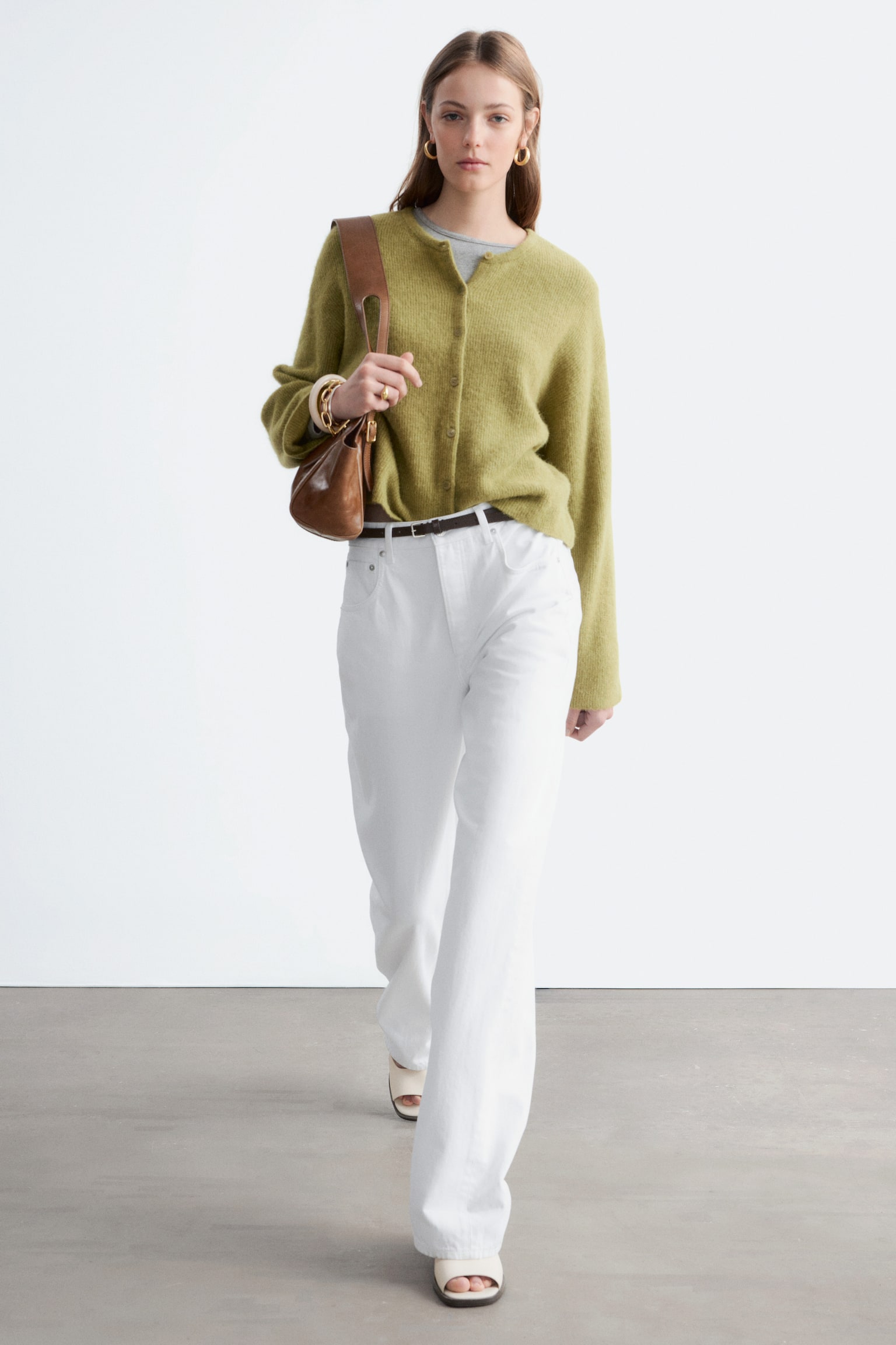 Gebreid vest van alpacawolmix - Groen/Beige/Wit/Pastelgeel/Grijs/Oudroze - 5