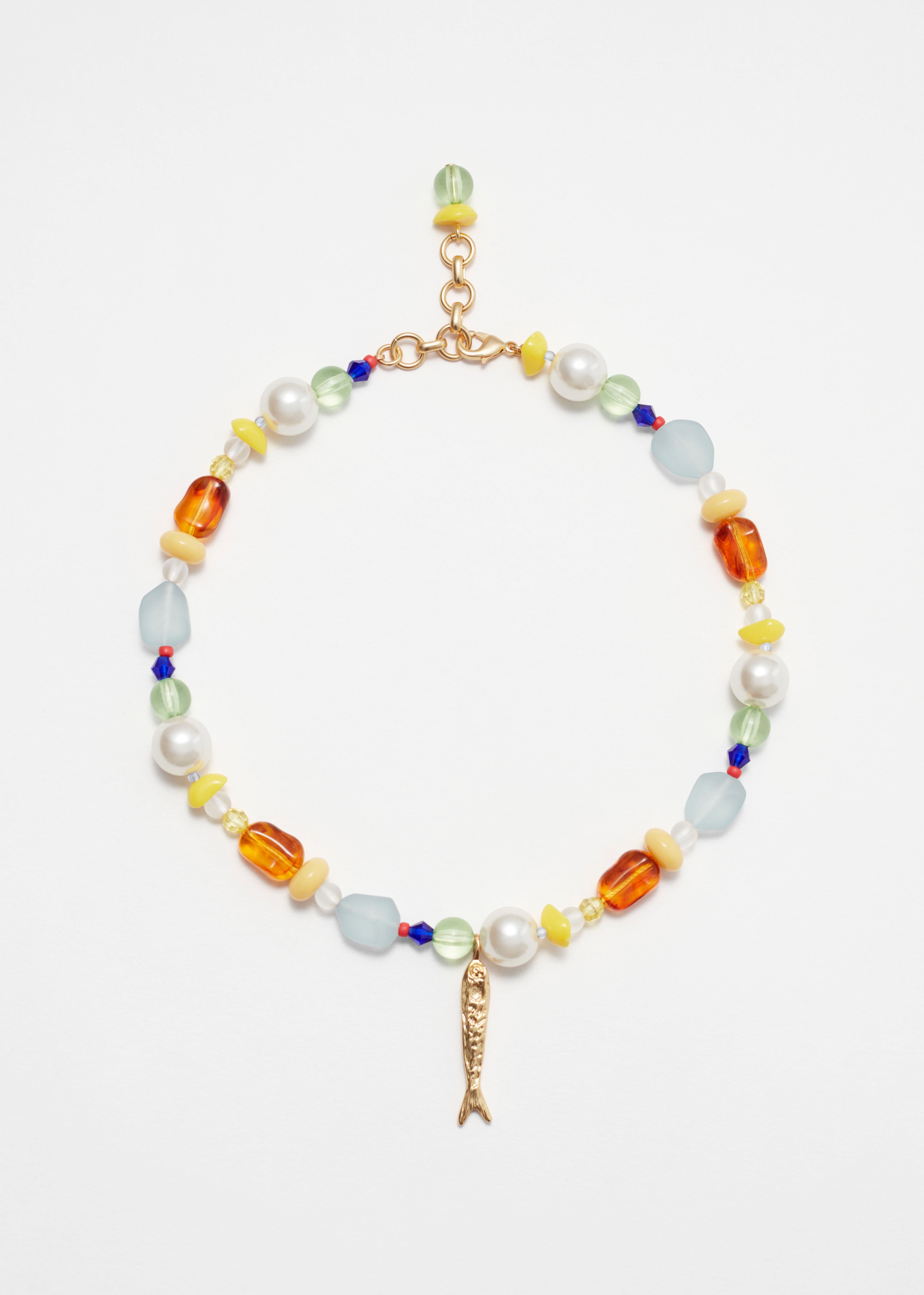Collier court orné - Doré/Multicolore