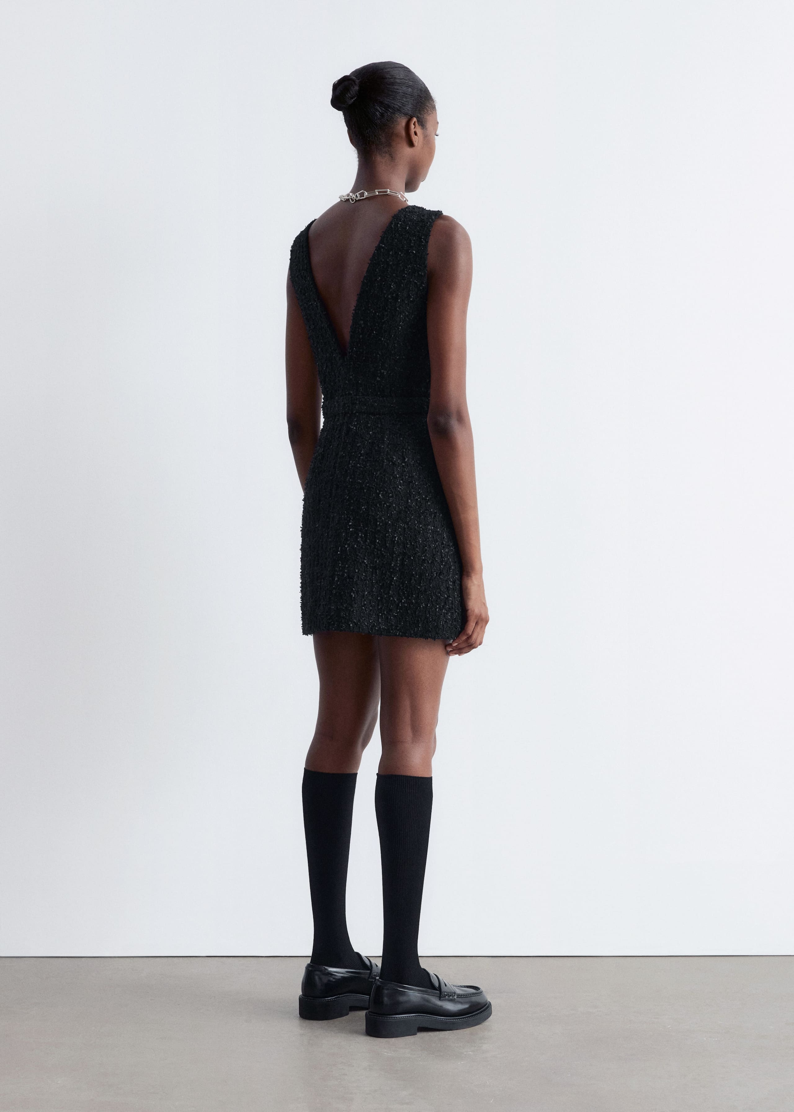 Image of Textured V-Neck Mini Dress