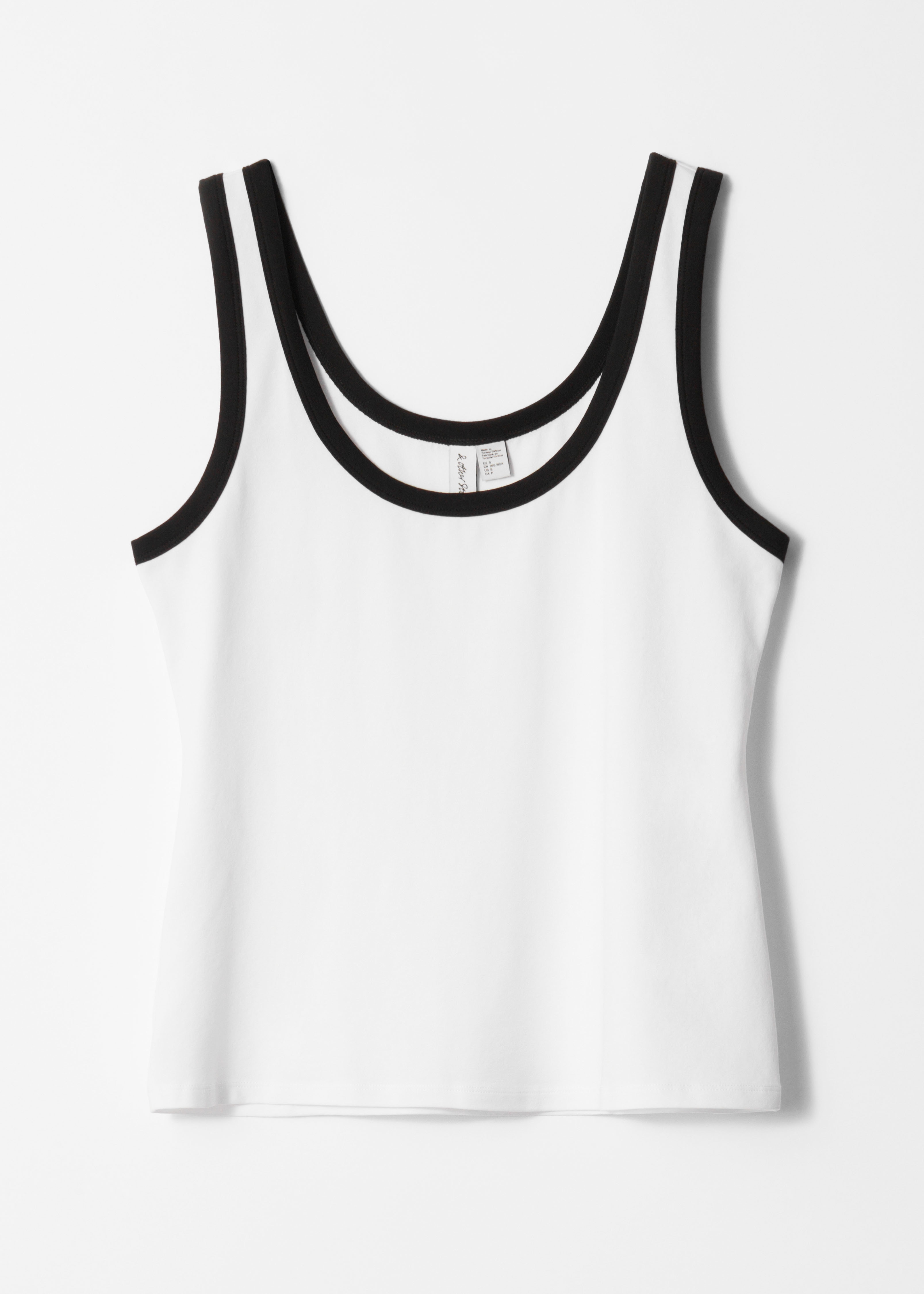 Contrast-Trim Tank Top - bílá/Béžovo-černé pruhy