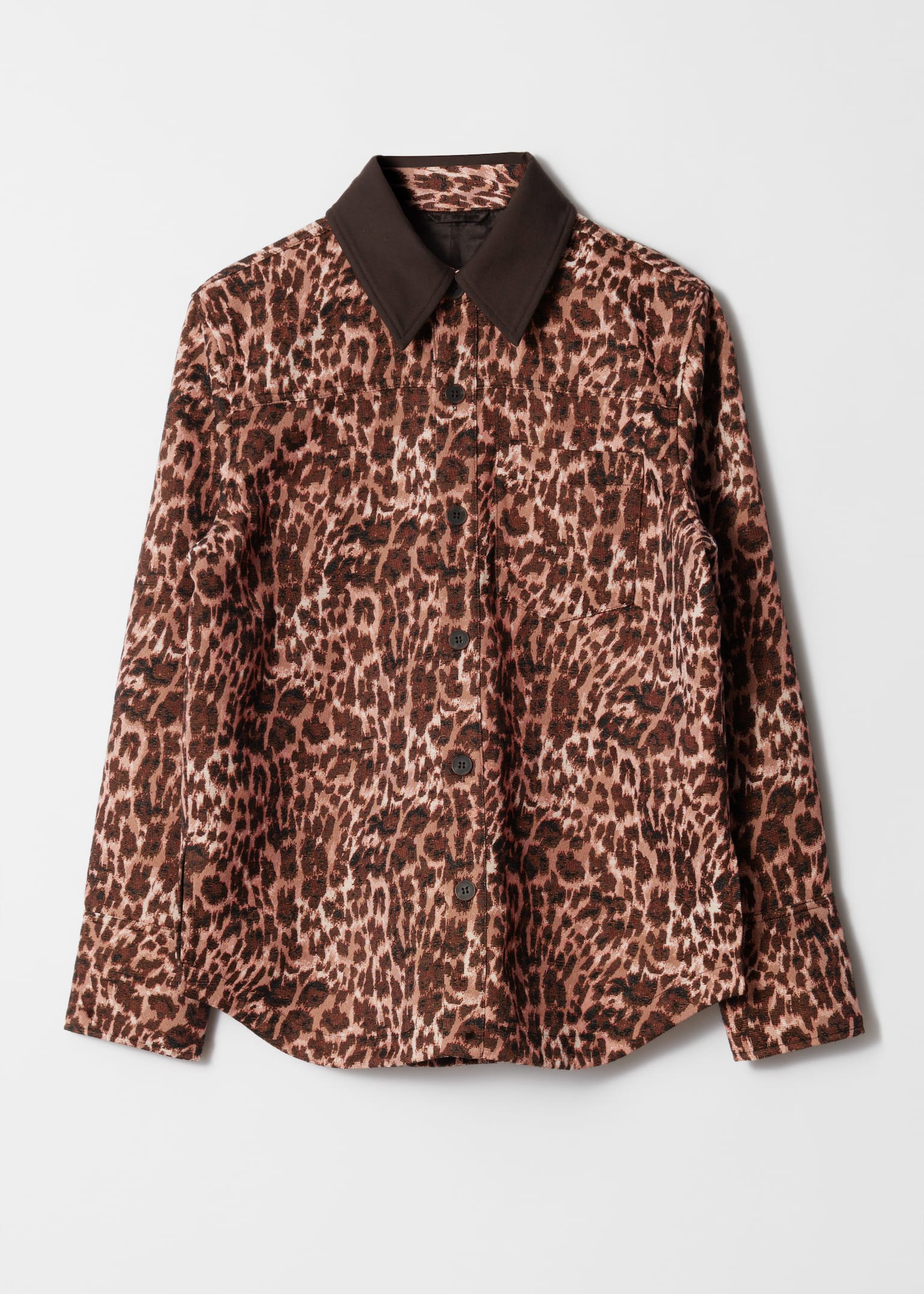 Giacca jacquard con collo a contrasto - Stampa leopardata